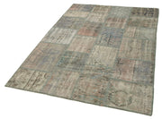 Handmade Area Rug - Grey Patchwork Cotton Wool Carpet 4'6" x 6'8" Durable Soft Floor Rug