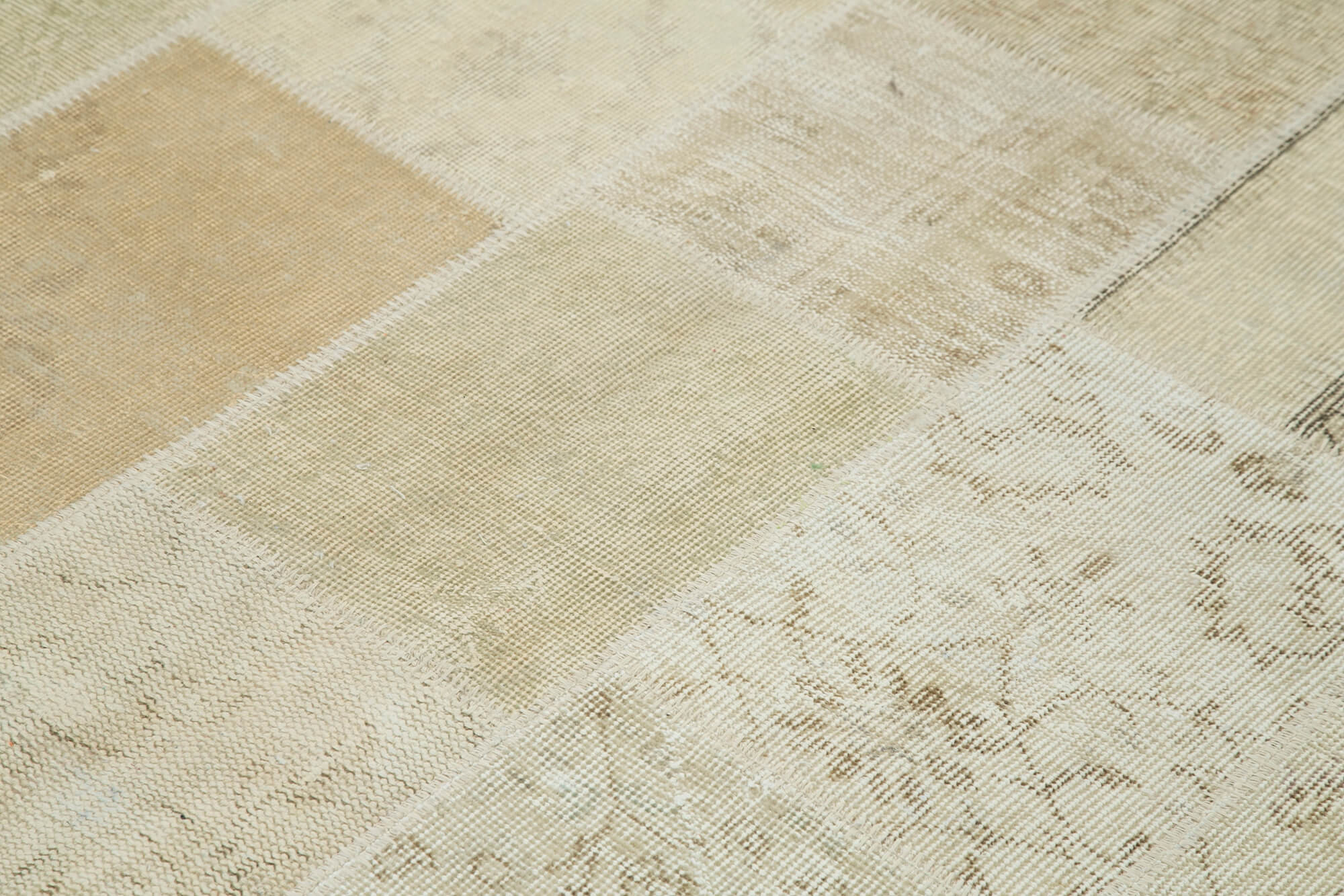 Handmade Area Rug – Beige Patchwork Cotton Wool Carpet 4'9''x6'7'' by Agacan