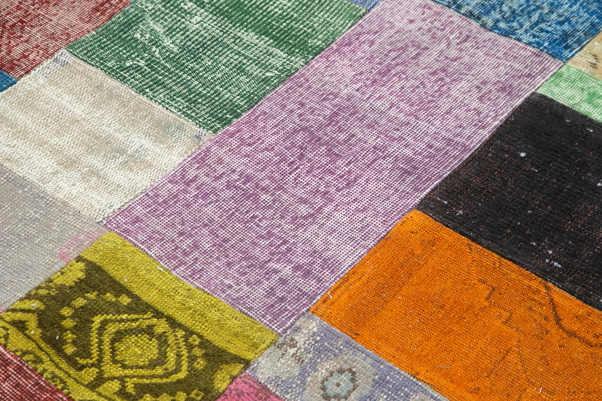 Kirk Yama Blue Patchwork Cotton Wool Handmade Area Rug 4'8'' x 6'7''