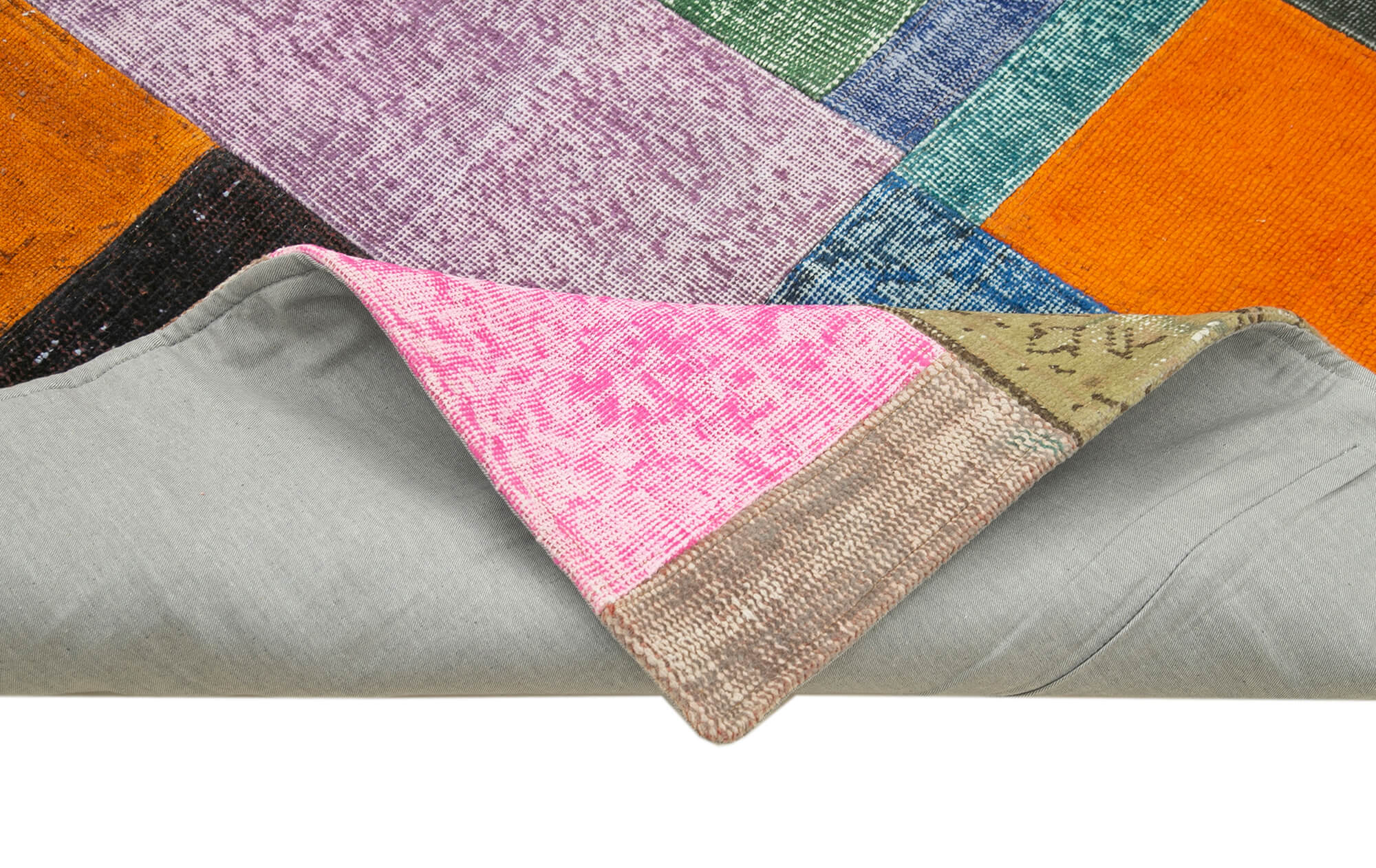 Kirk Yama Blue Patchwork Cotton Wool Handmade Area Rug 4'8'' x 6'7''