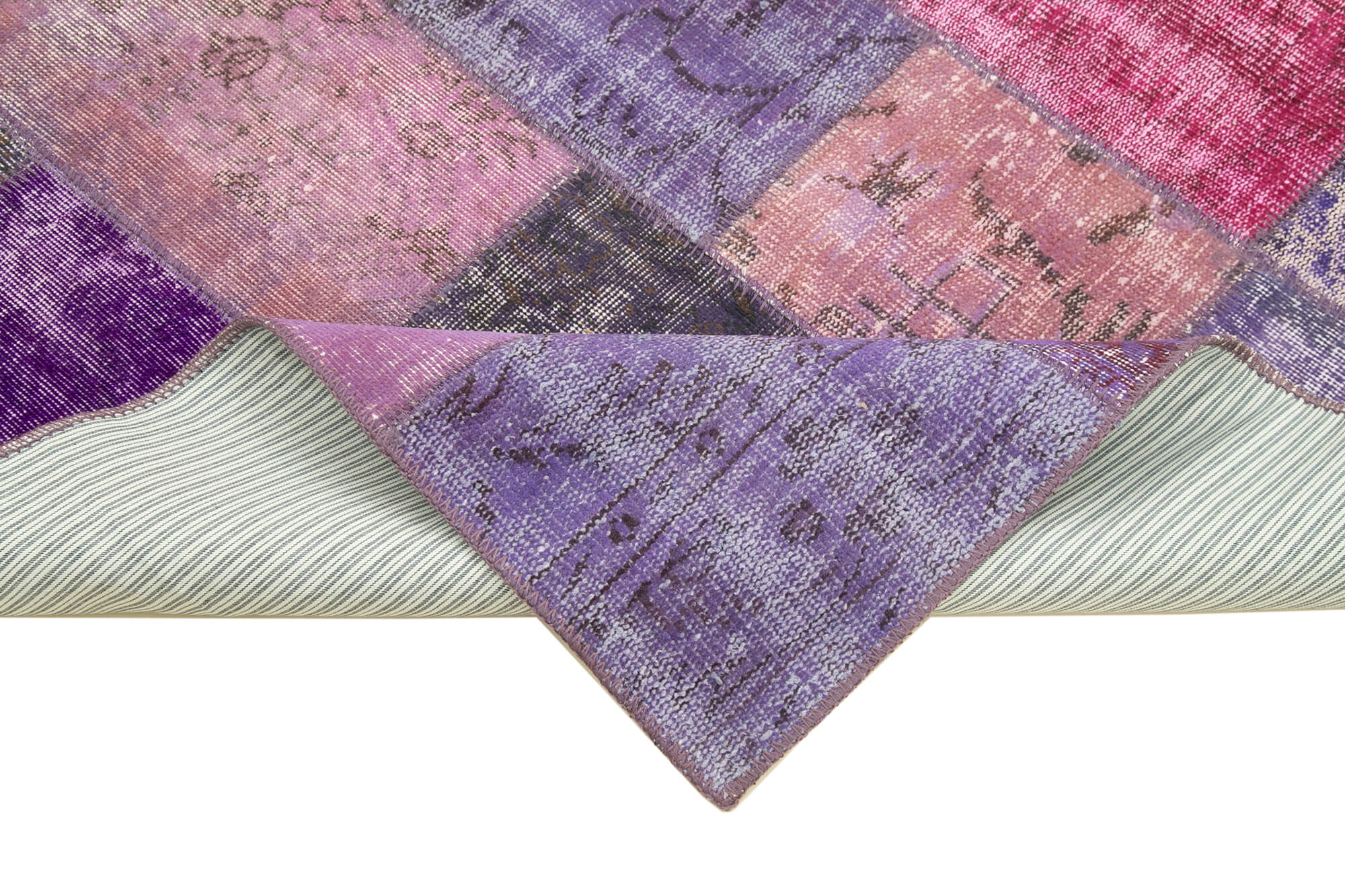 Kirk Yama Purple Patchwork Cotton Wool Handmade Area Rug 4'5'' x 6'7''