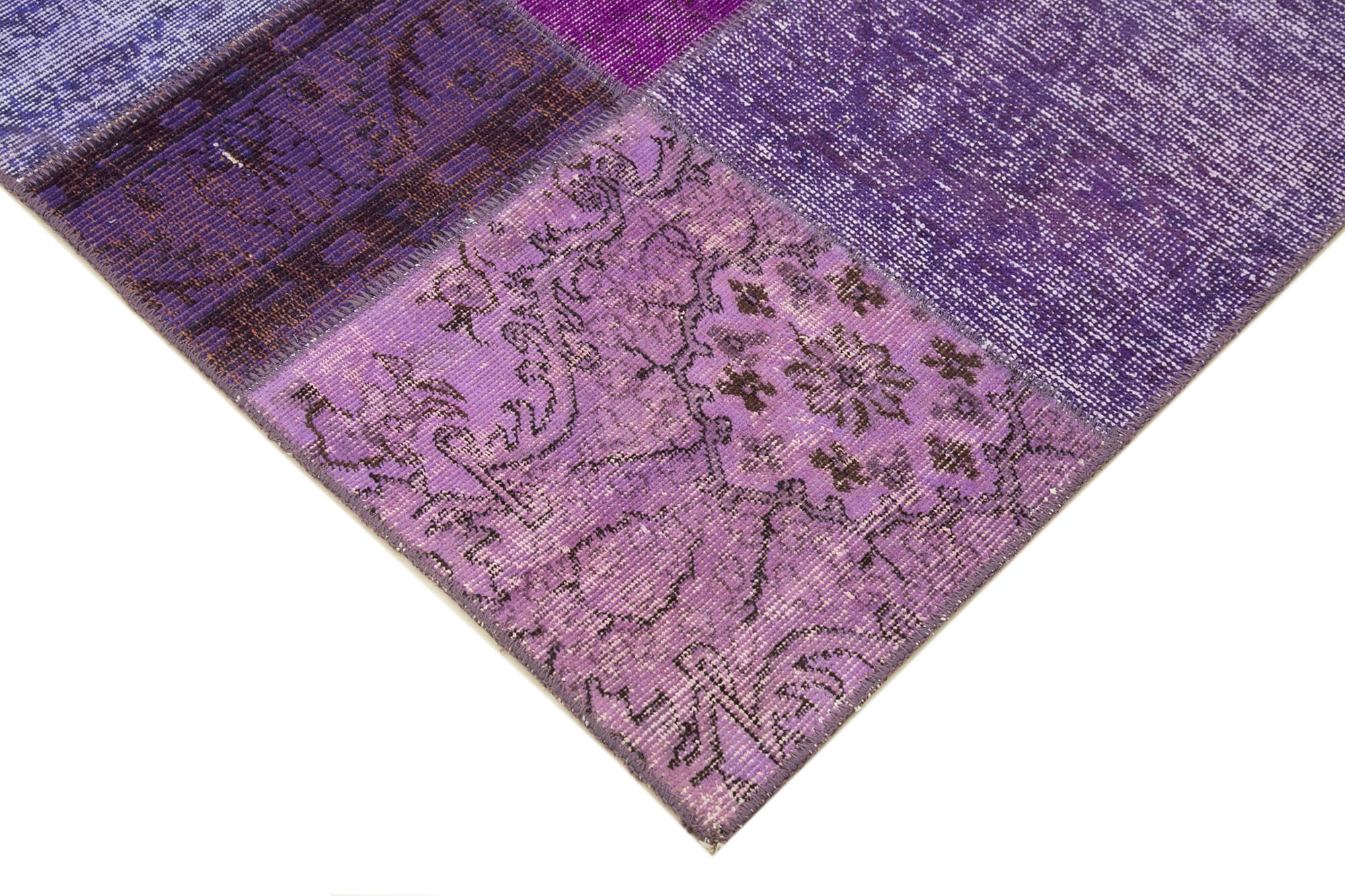 Kirk Yama Purple Patchwork Cotton Wool Handmade Area Rug 5'8'' x 8'0''