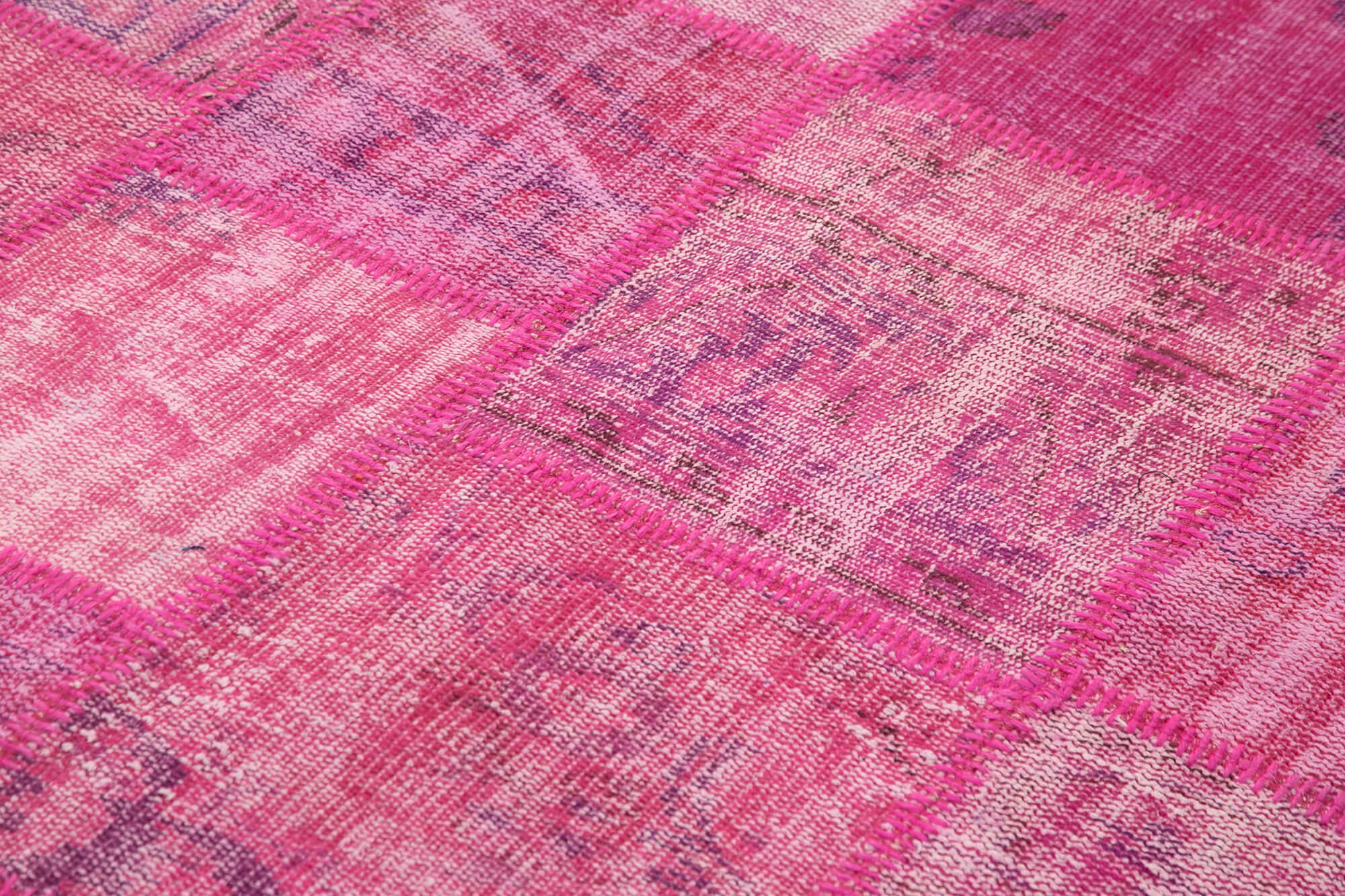 Handmade Patchwork Area Rug - Kirk Yama Pink Cotton Wool Rug 5'9''x7'11''