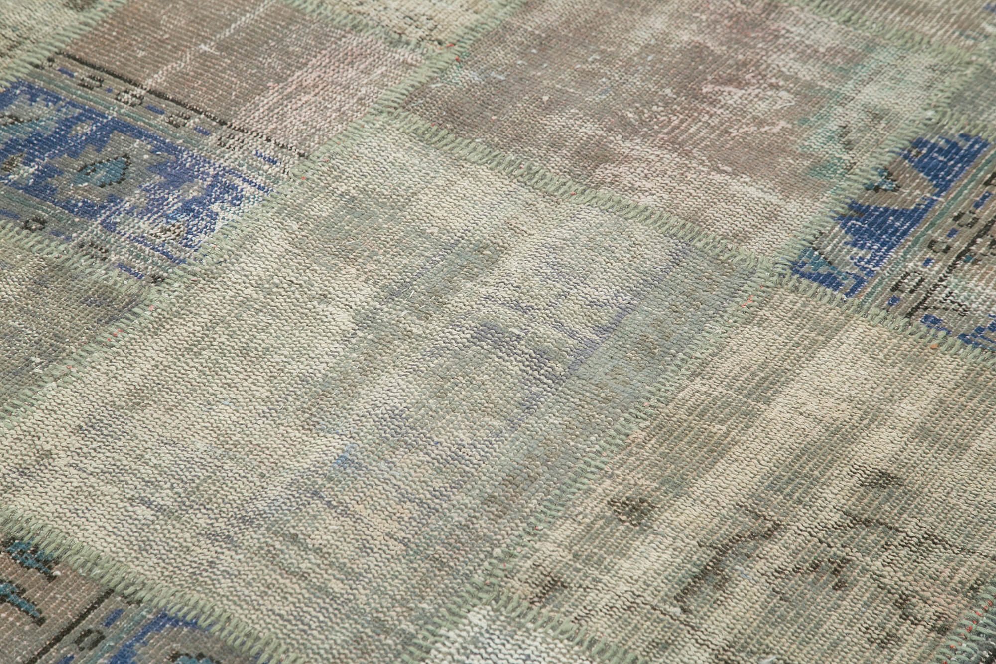 Handmade Area Rug - Kirk Yama Grey Patchwork Cotton Wool Carpet 5'10''x8'2''
