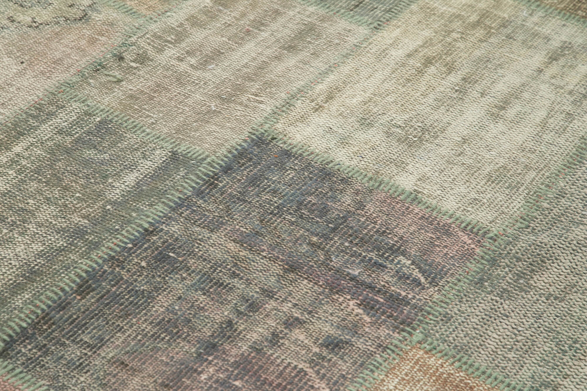 Handmade Patchwork Rug - Kirk Yama Grey Cotton Wool Vintage Area Rug 5'9''x7'11''