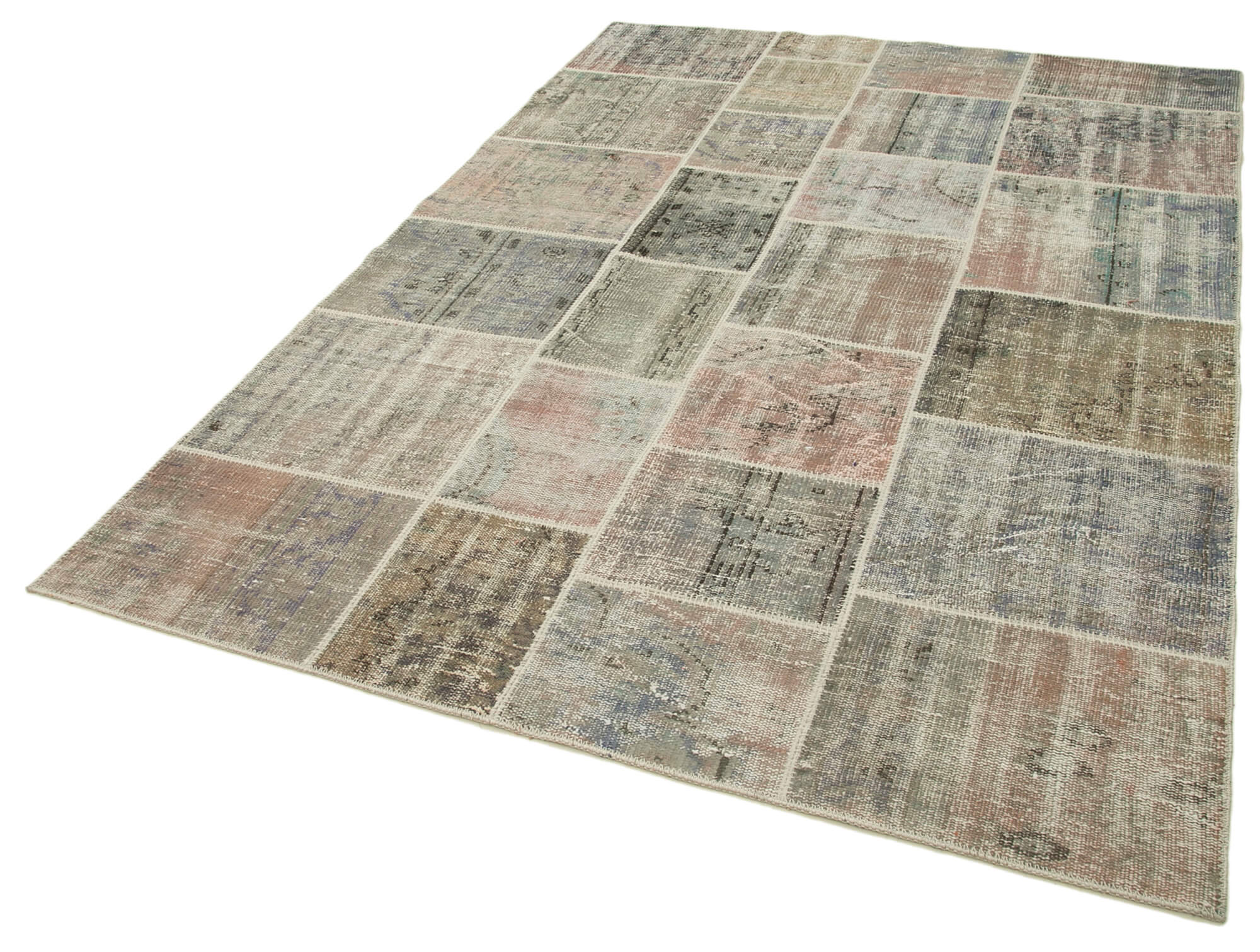 Handmade Patchwork Rug - Kirk Yama Grey Cotton Wool Area Rug 5'8'' x 7'11''