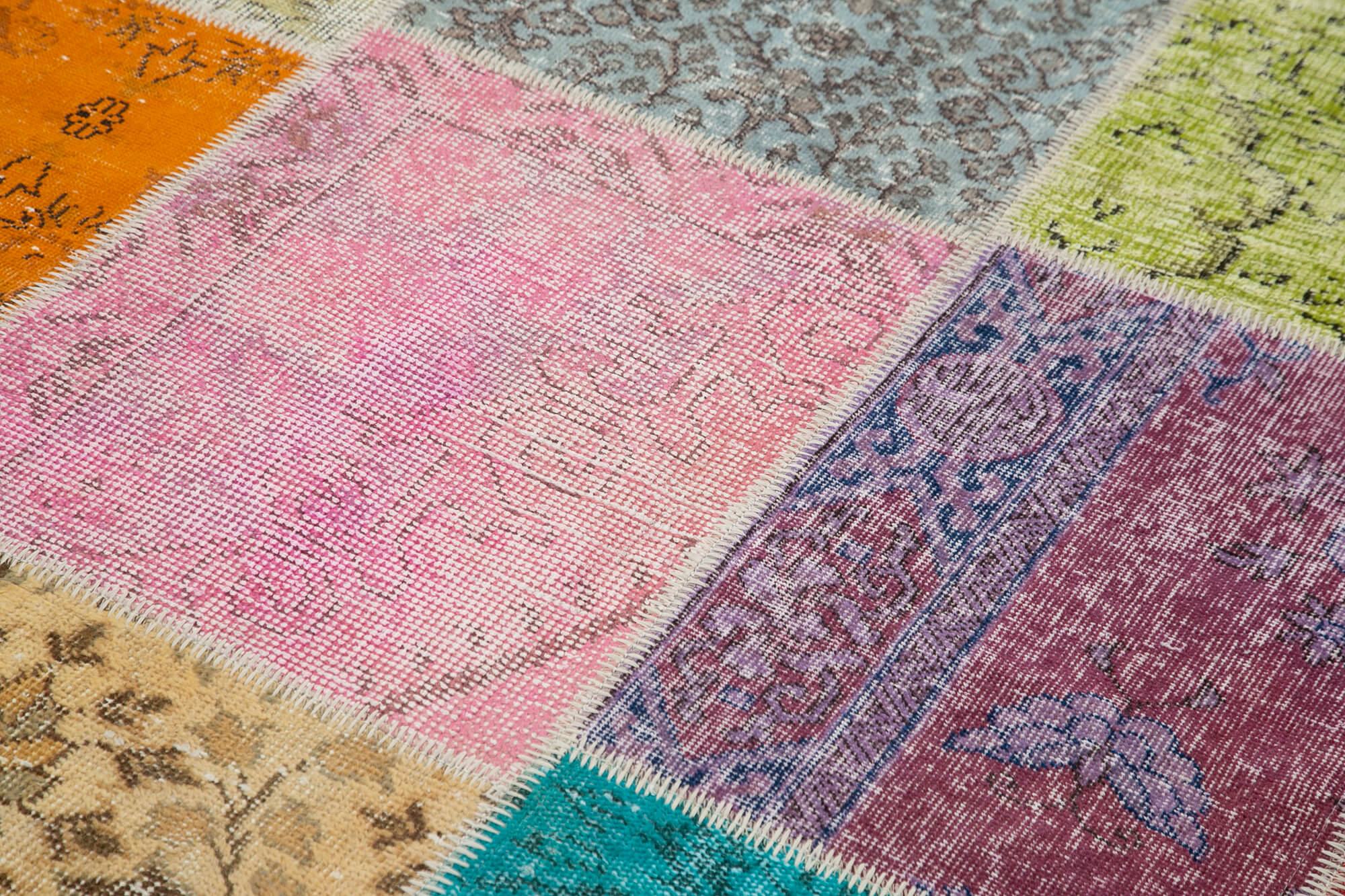 Kirk Yama Blue Patchwork Cotton Wool Handmade Area Rug 5'8'' x 8'0''