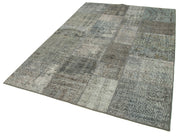 Handmade Patchwork Rug - Kirk Yama Grey Cotton Wool 5x8 Area Rug