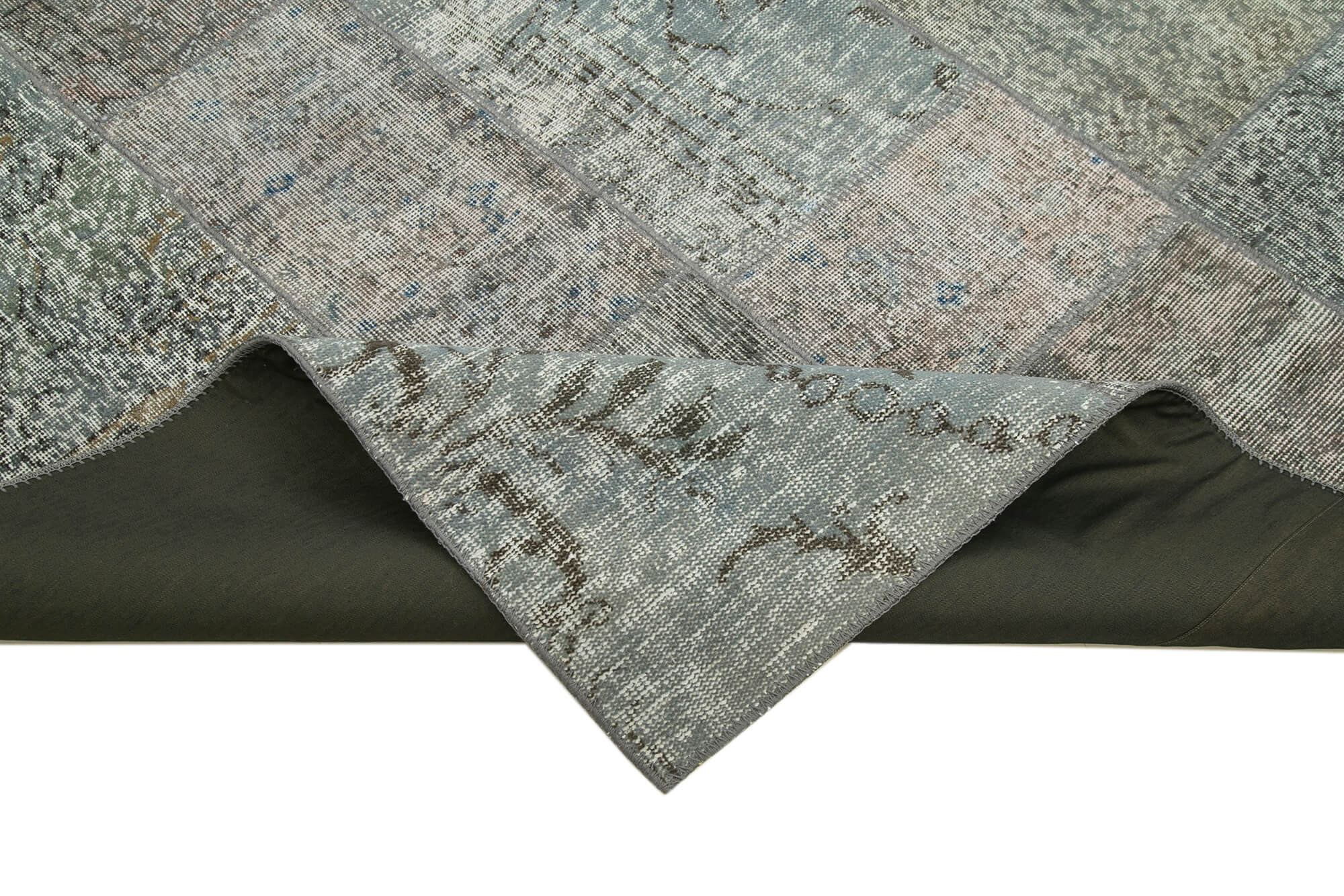 Handmade Patchwork Rug - Kirk Yama Grey Cotton Wool 5x8 Area Rug