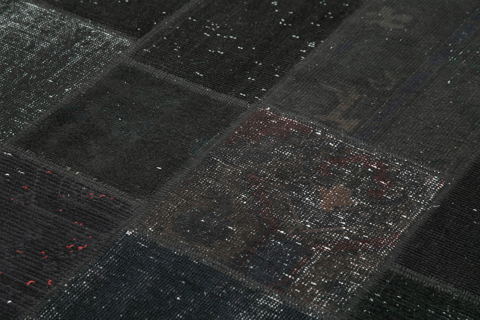 Handmade Area Rug - Kirk Yama Black Patchwork Cotton Wool Carpet 5'7''x8'0''