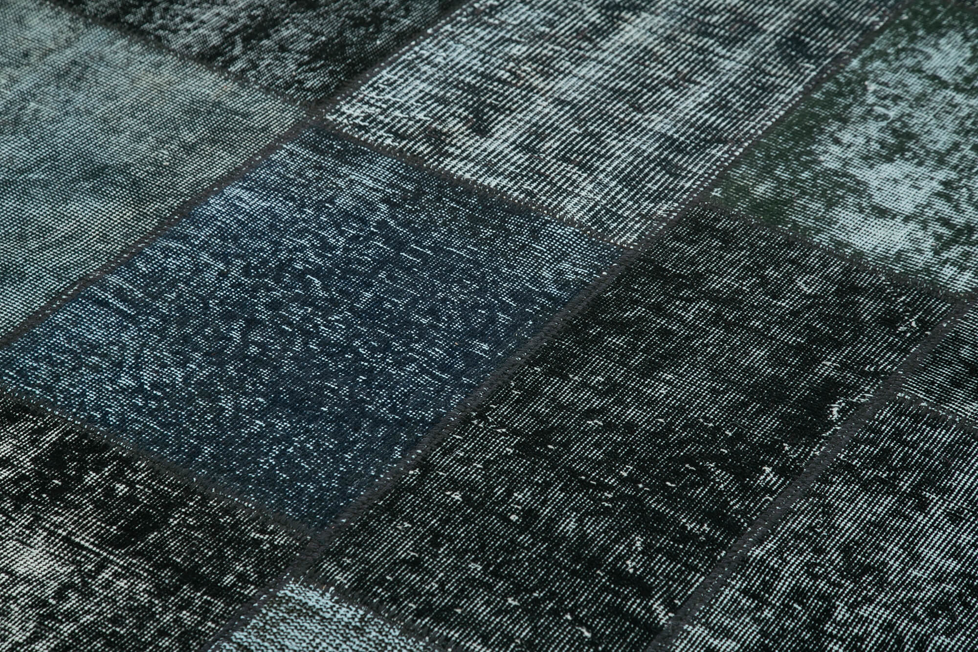 Handmade Patchwork Rug | Kirk Yama Black Patchwork Design Cotton Wool Area Rug 5'7''x7'11''