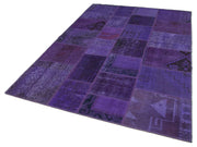 Handmade Area Rug - Purple Patchwork Cotton Wool Rug 5'7'' x 7'11'' for Living Room