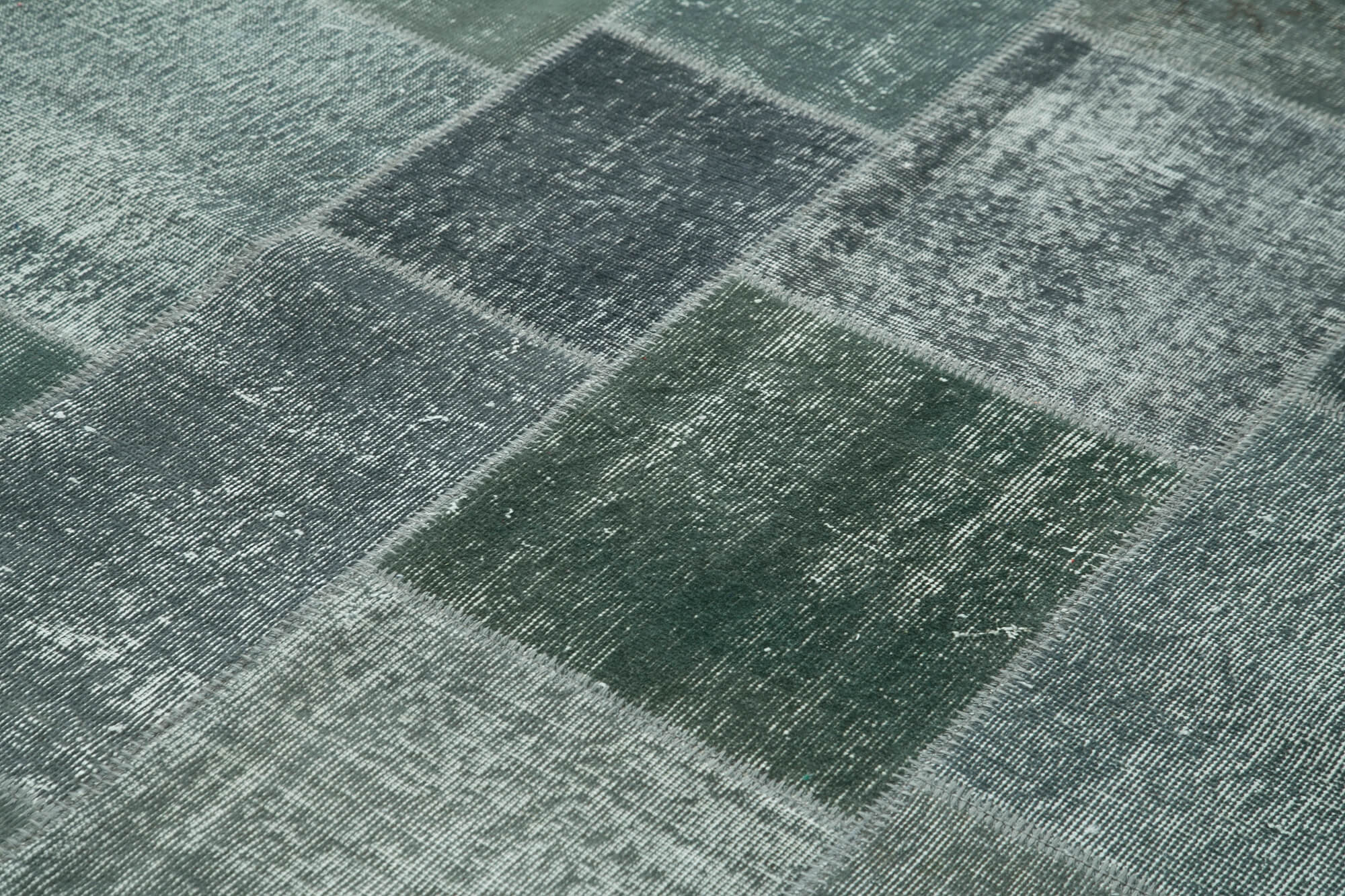Handmade Area Rug - Kirk Yama Grey Patchwork Cotton Wool Carpet 5'7''x8'0''
