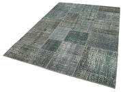 Handmade Wool Area Rug - Kirk Yama Grey Patchwork Cotton Wool Rug 5'7''x7'10''