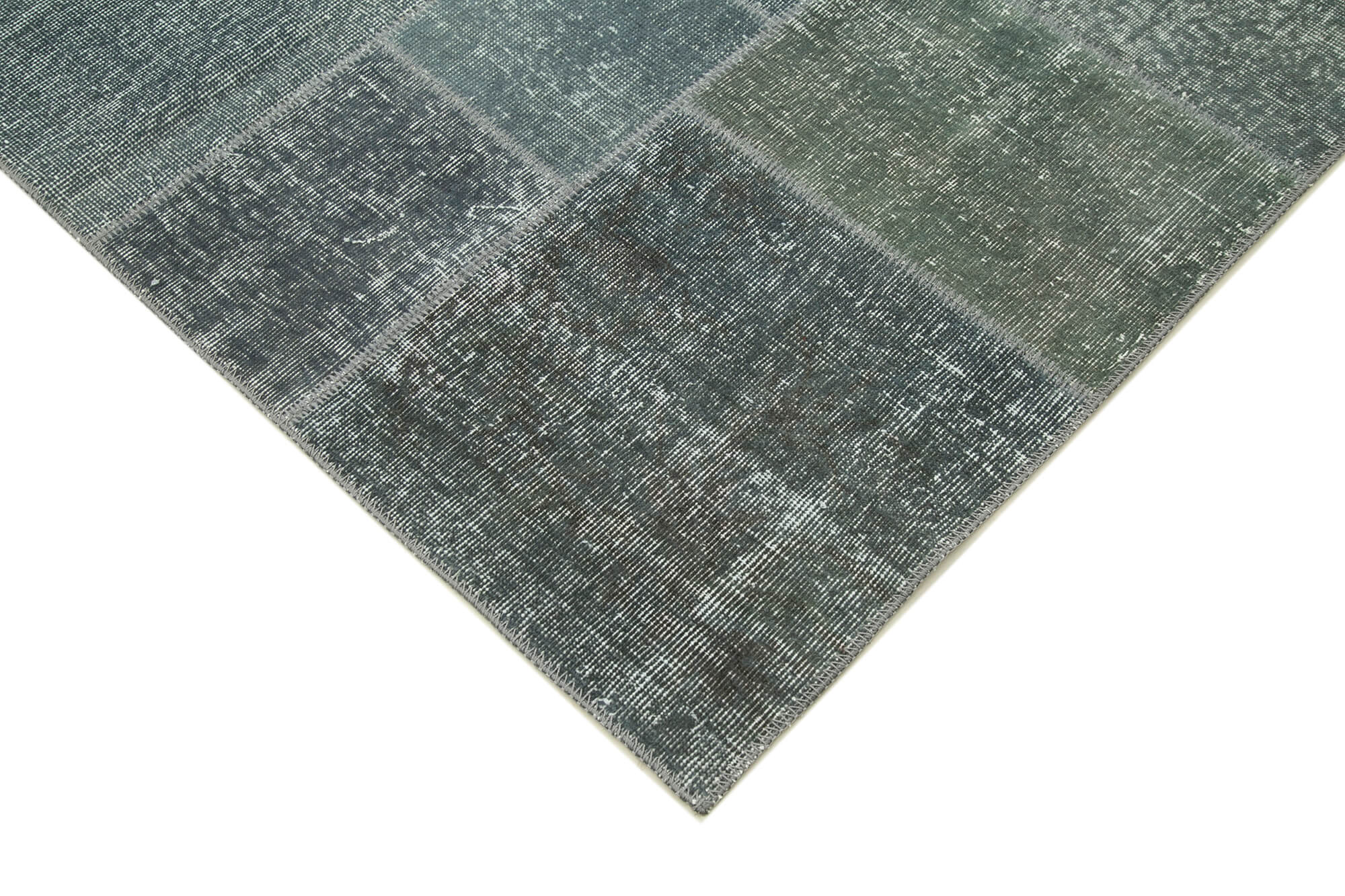 Handmade Patchwork Rug - Kirk Yama Grey Cotton Wool Vintage Area Rug 5'7''x8'0''