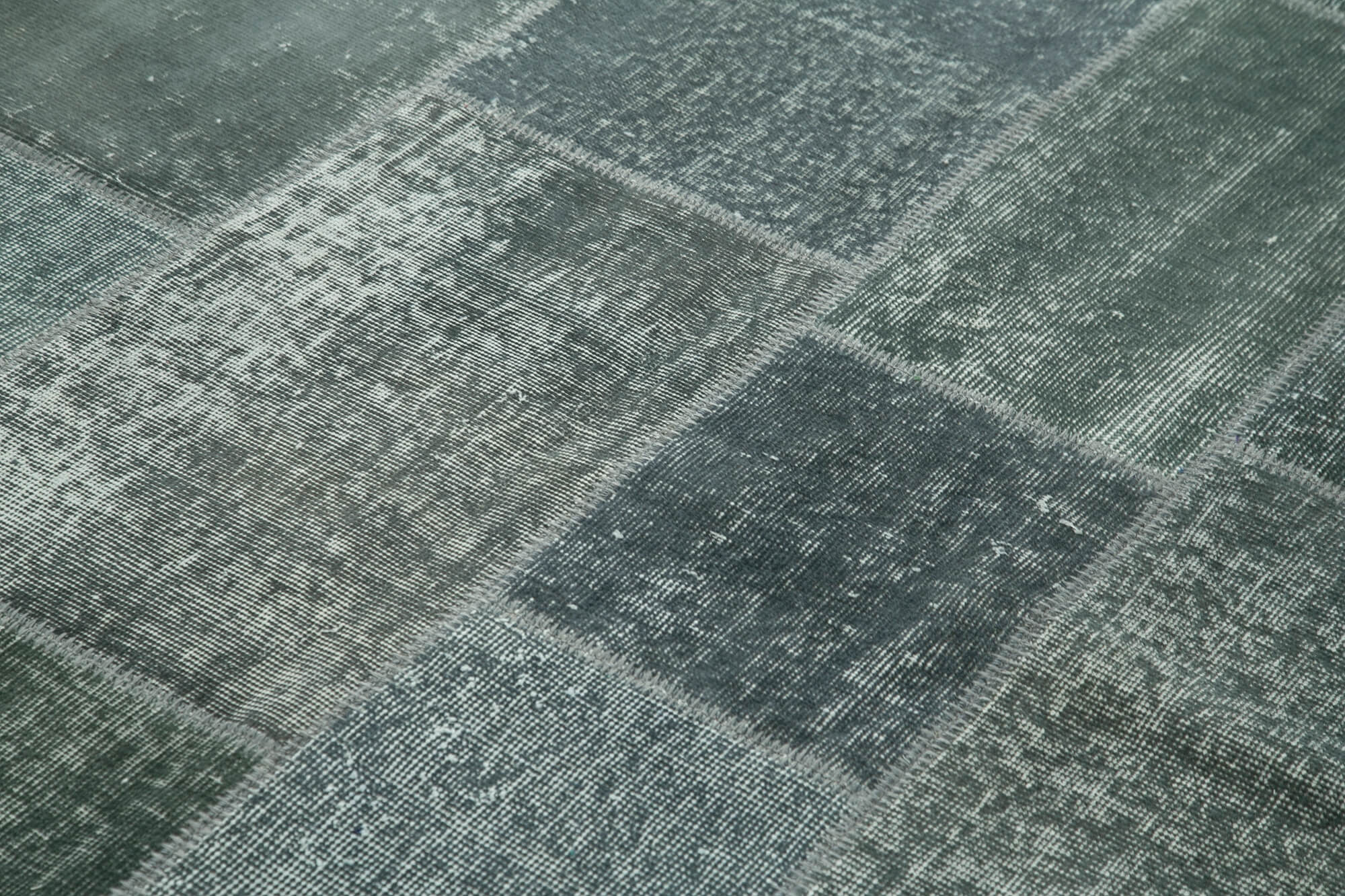 Handmade Patchwork Rug - Kirk Yama Grey Cotton Wool Vintage Area Rug 5'7''x8'0''