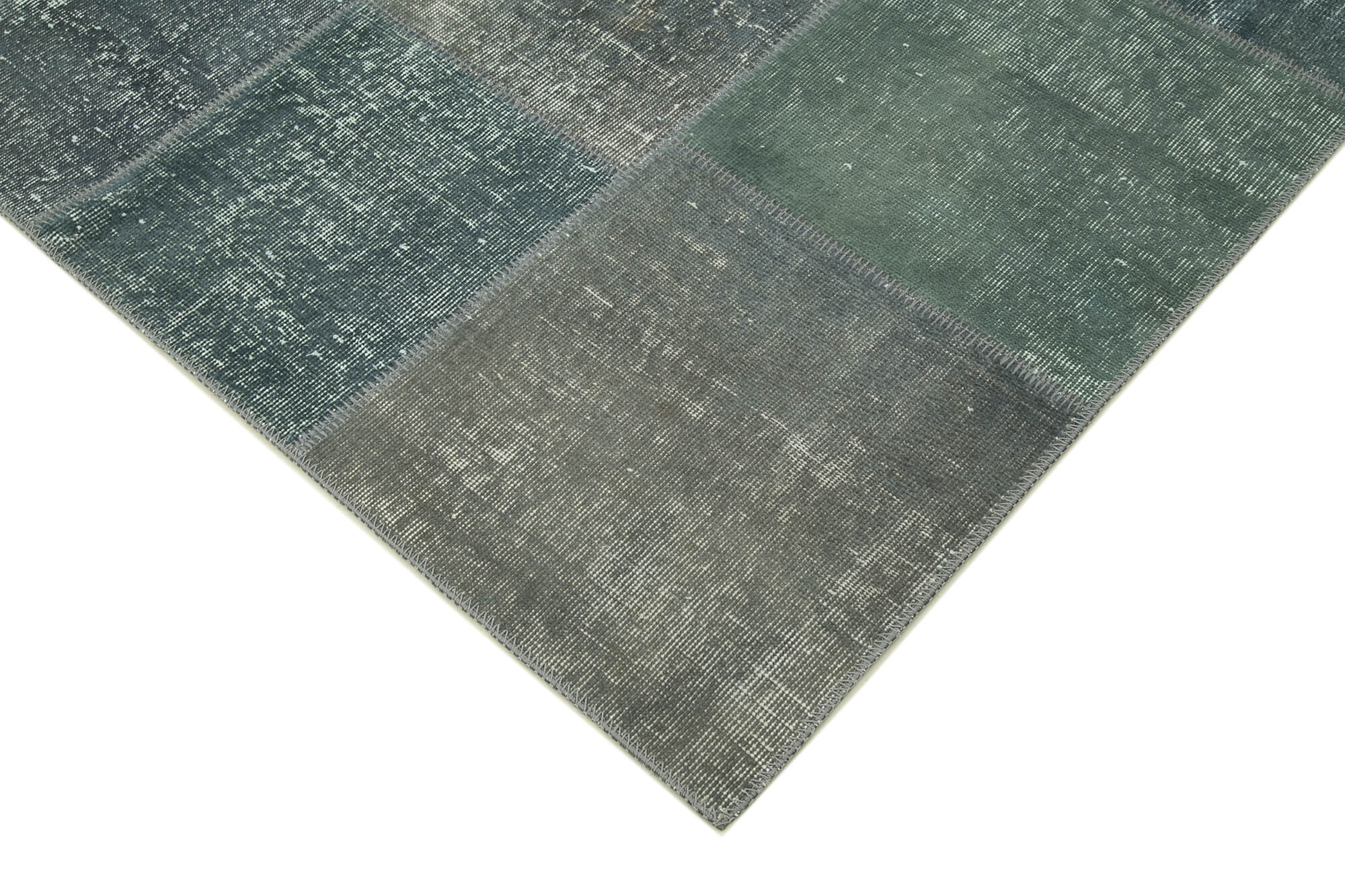 Kirk Yama Grey Patchwork Cotton Wool Handmade Area Rug 5'7'' x 7'10''