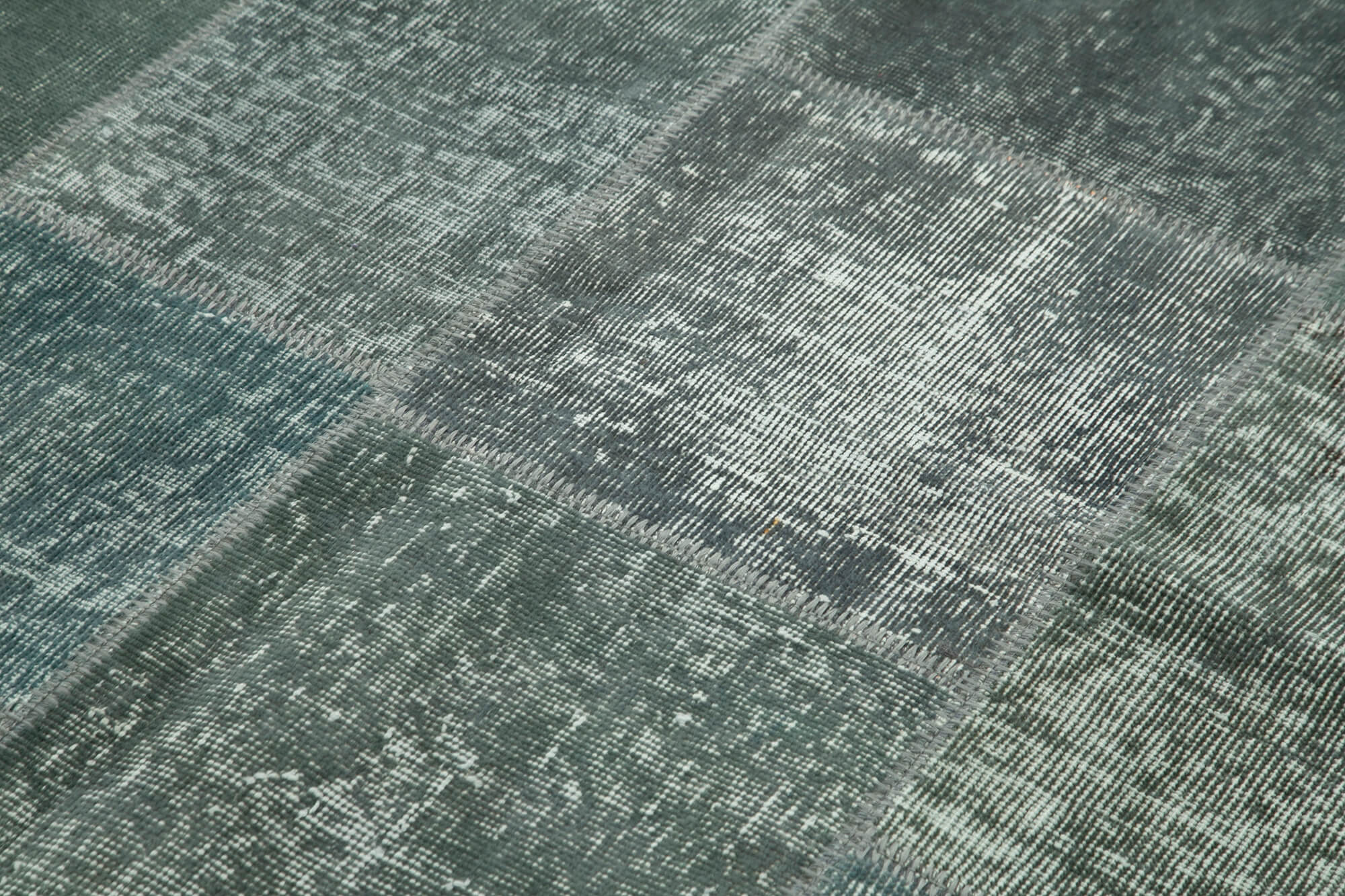 Handmade Area Rug – Kirk Yama Grey Patchwork Cotton Wool Carpet 5'7''x7'10''