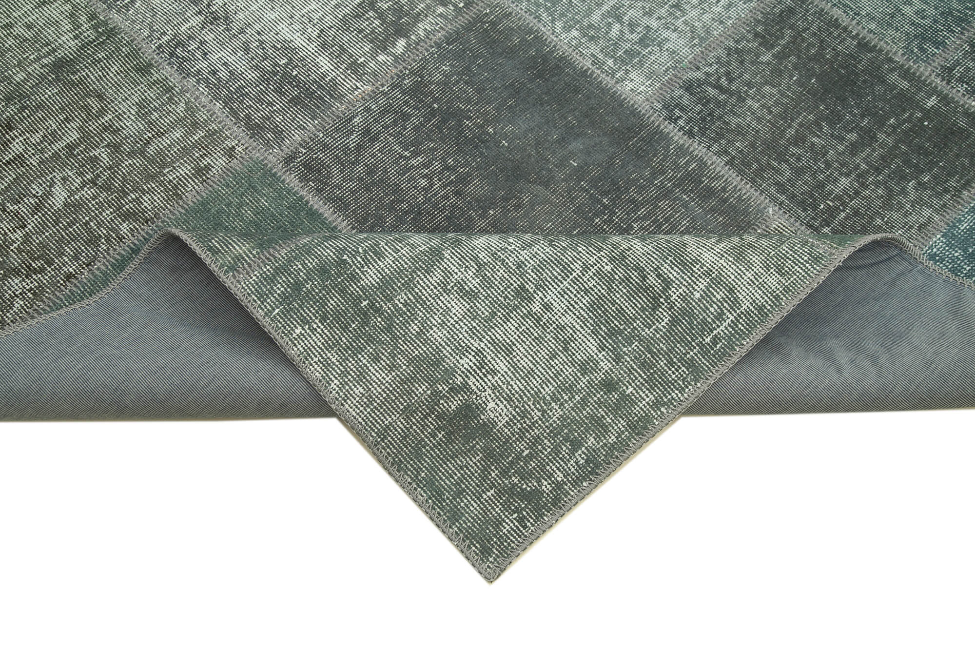 Handmade Area Rug – Kirk Yama Grey Patchwork Cotton Wool Carpet 5'7''x7'10''
