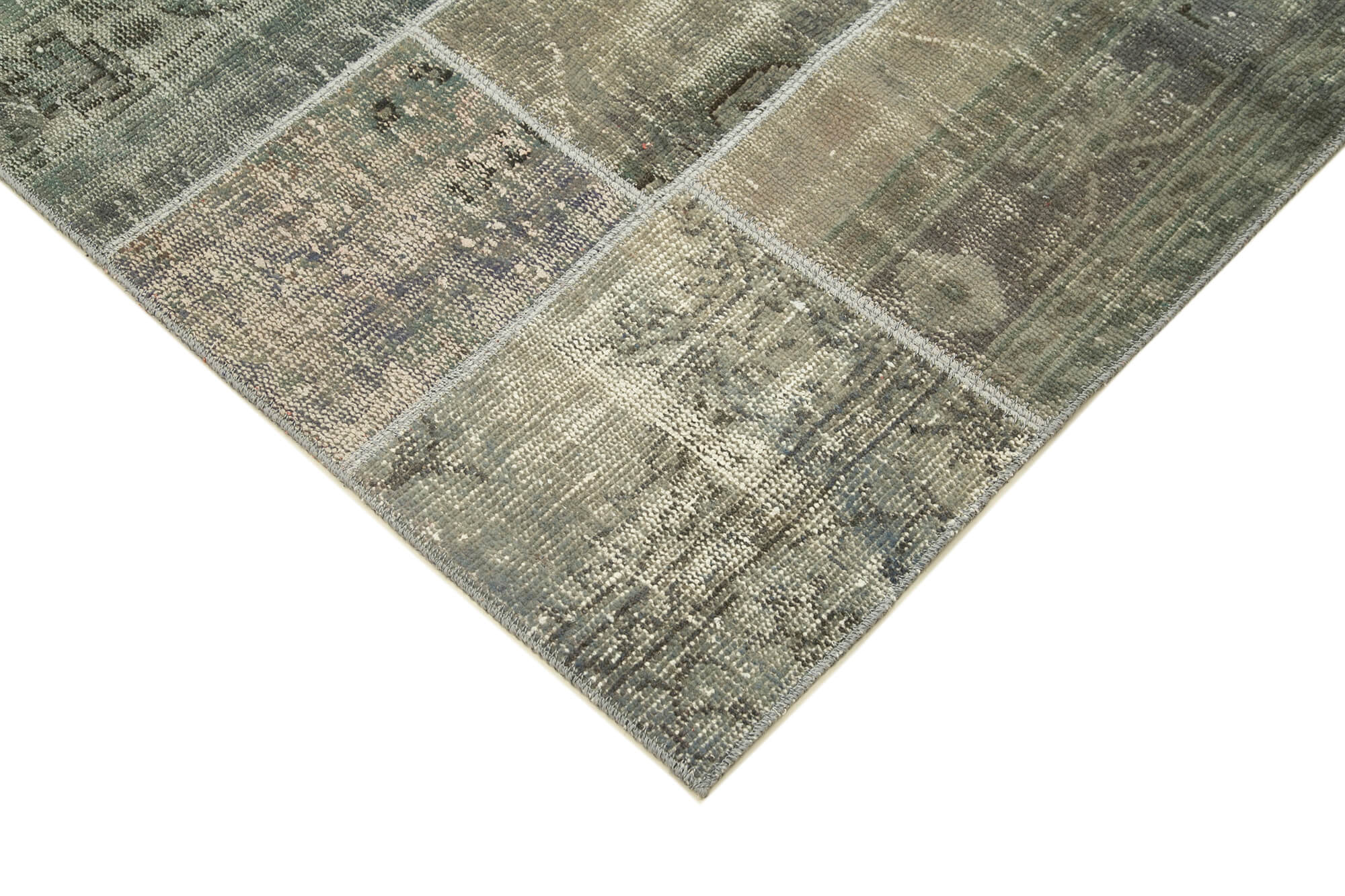 Handmade Wool Area Rug - Grey Patchwork Carpet | Durable Cotton Wool Rug 5'8''x7'11''