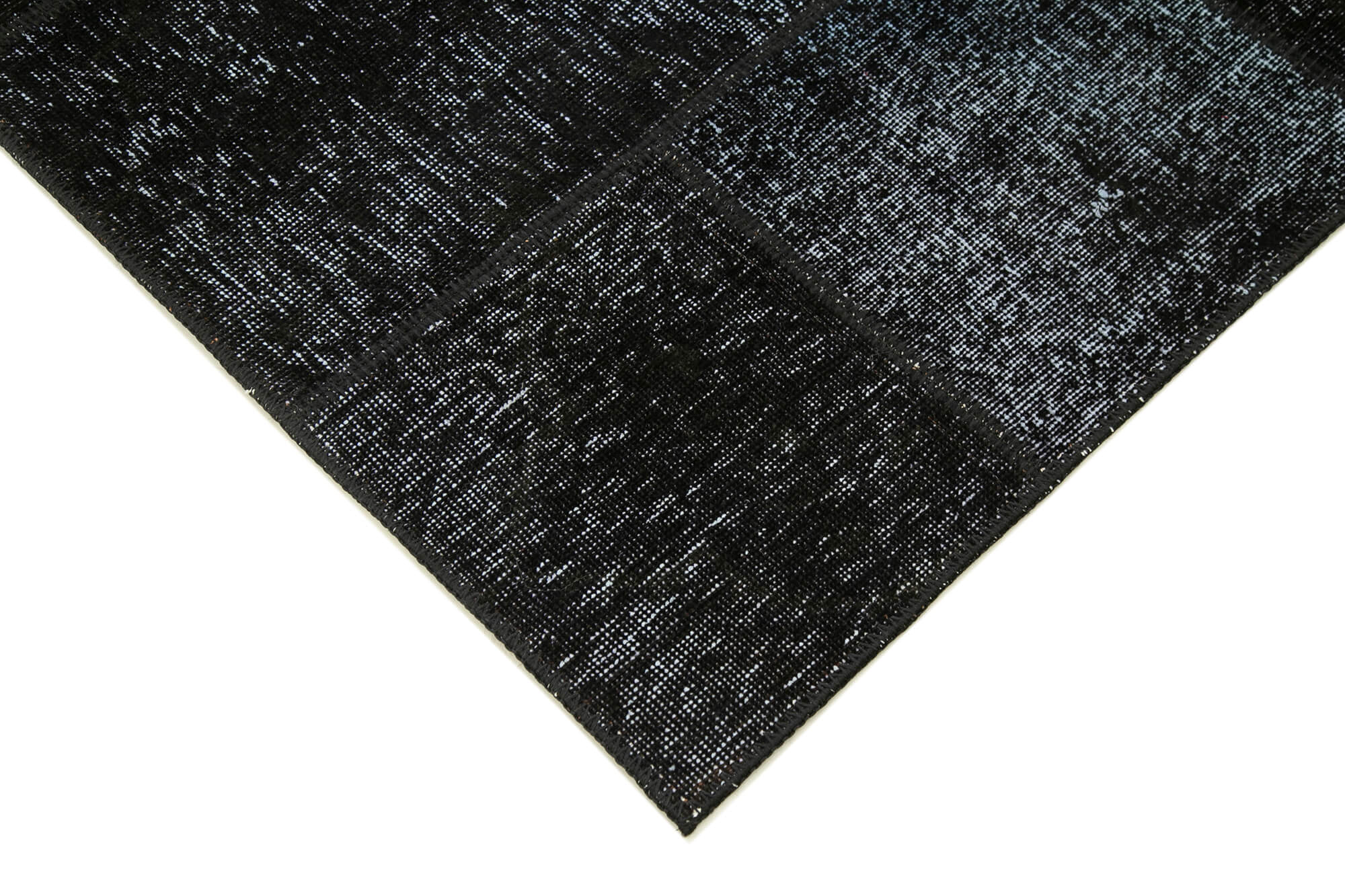 Handmade Patchwork Area Rug | Black Cotton Wool Rug 5'6''x7'11'' - Vintage Turkish Carpet
