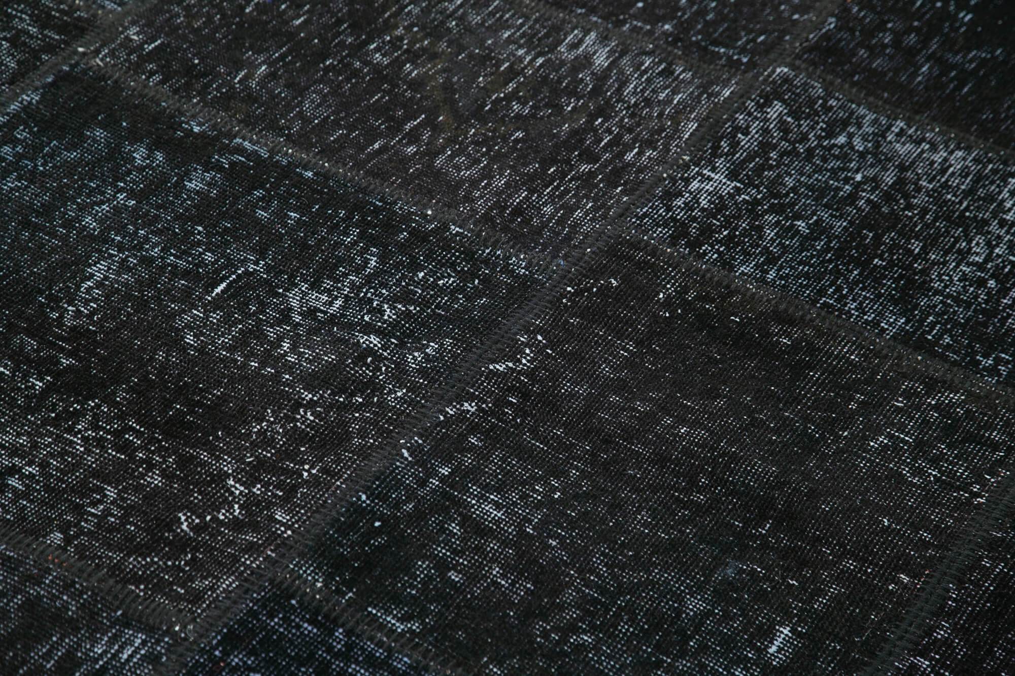 Handmade Patchwork Area Rug | Black Cotton Wool Rug 5'6''x7'11'' - Vintage Turkish Carpet