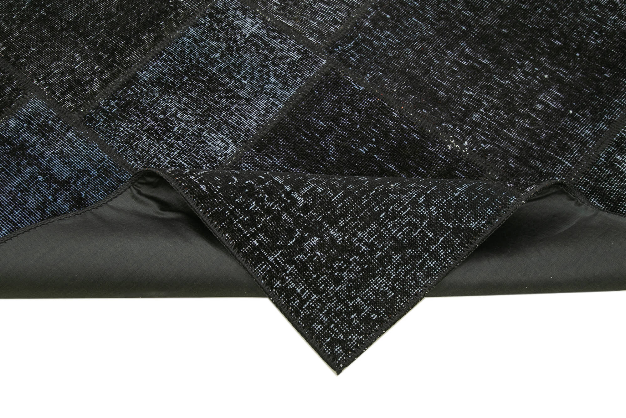 Handmade Patchwork Area Rug | Black Cotton Wool Rug 5'6''x7'11'' - Vintage Turkish Carpet