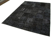 Handmade Patchwork Rug - Kirk Yama Black Cotton Wool Area Carpet 5'8''x7'11''