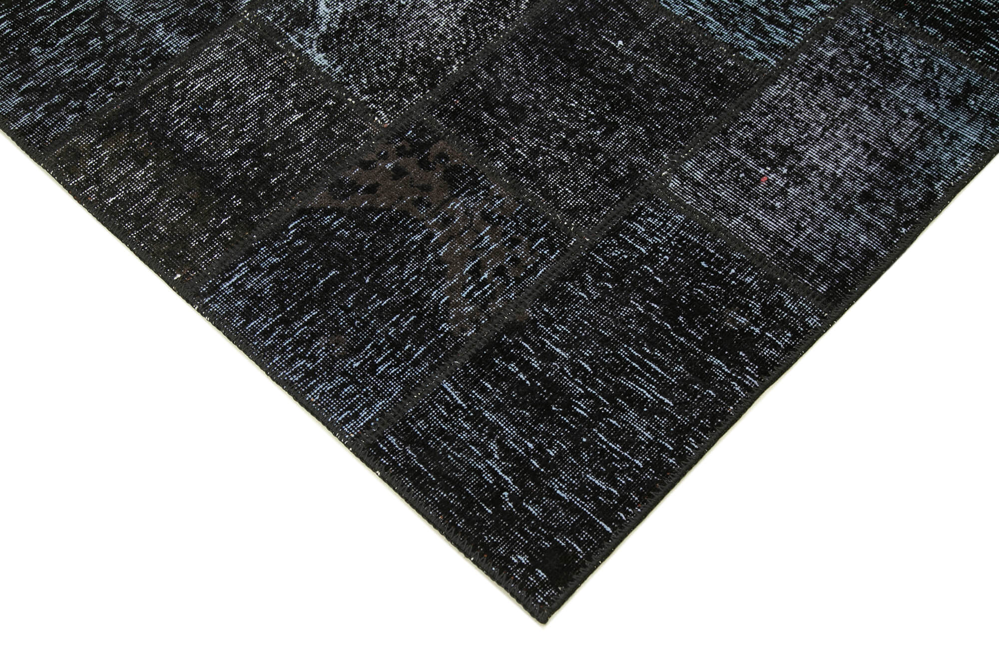 Handmade Patchwork Rug - Kirk Yama Black Cotton Wool Area Carpet 5'8''x7'11''