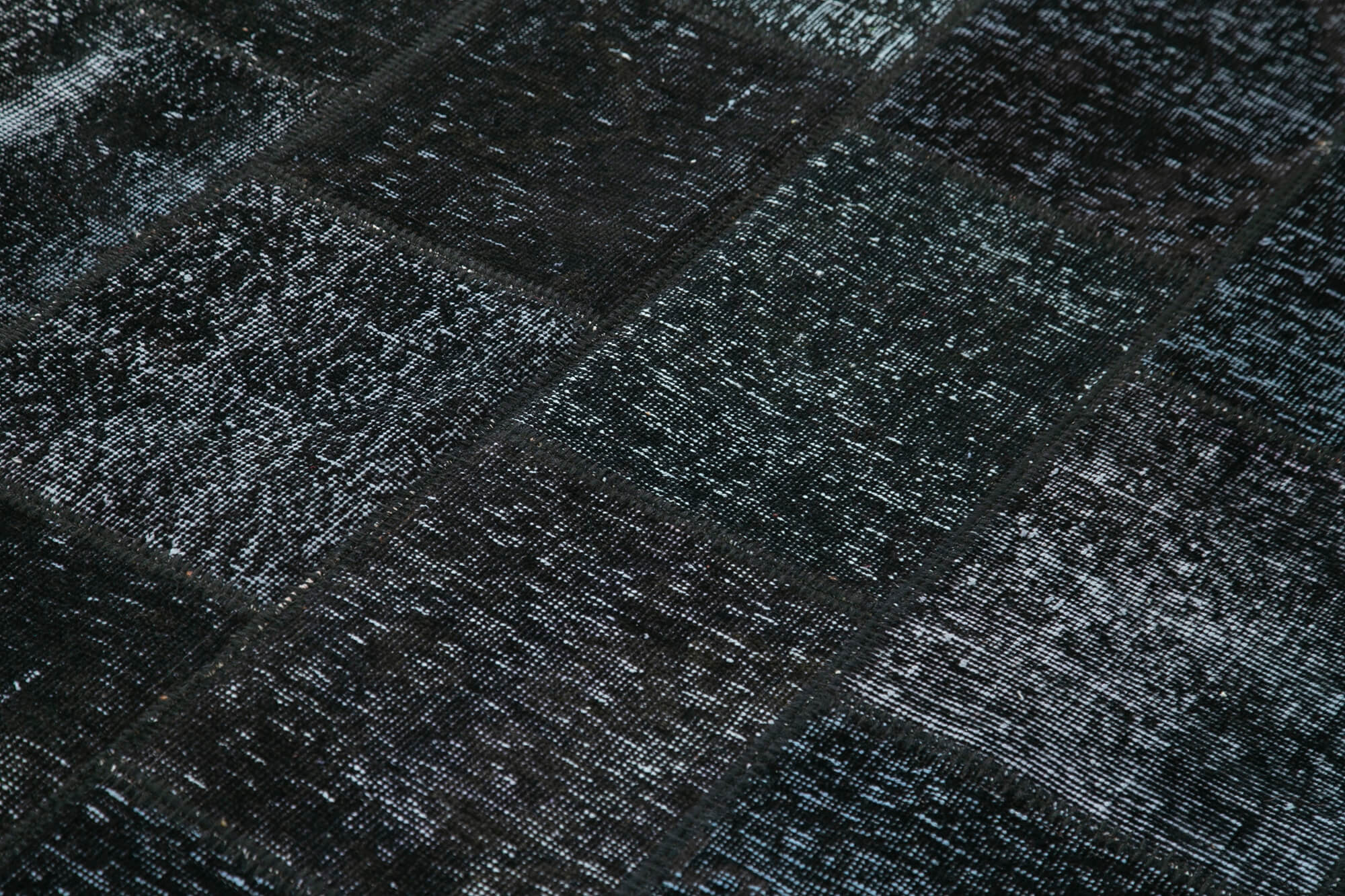 Handmade Patchwork Rug - Kirk Yama Black Cotton Wool Area Carpet 5'8''x7'11''