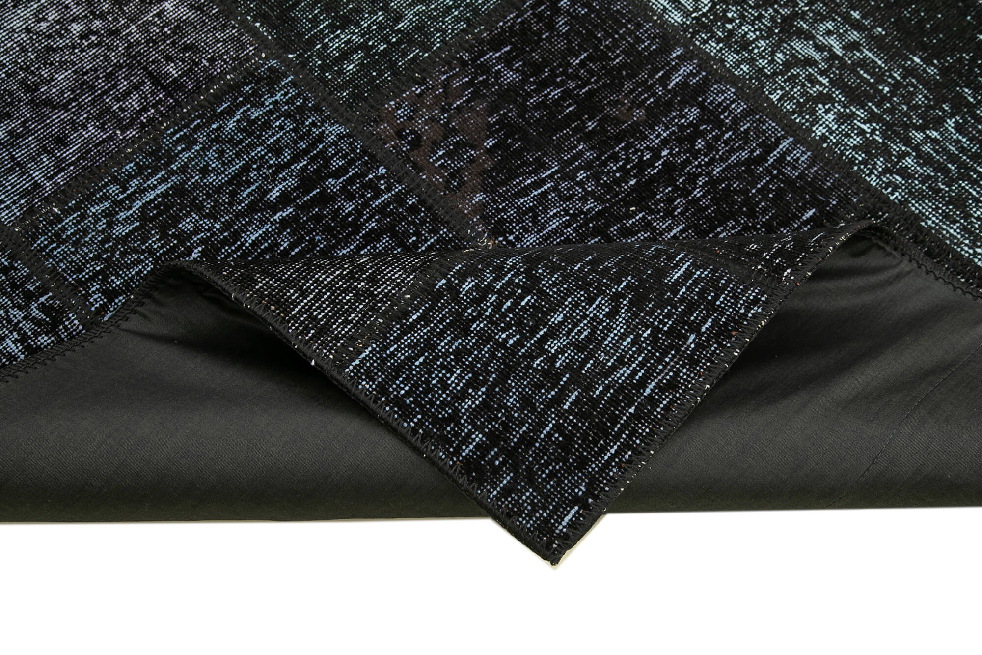 Handmade Patchwork Rug - Kirk Yama Black Cotton Wool Area Carpet 5'8''x7'11''