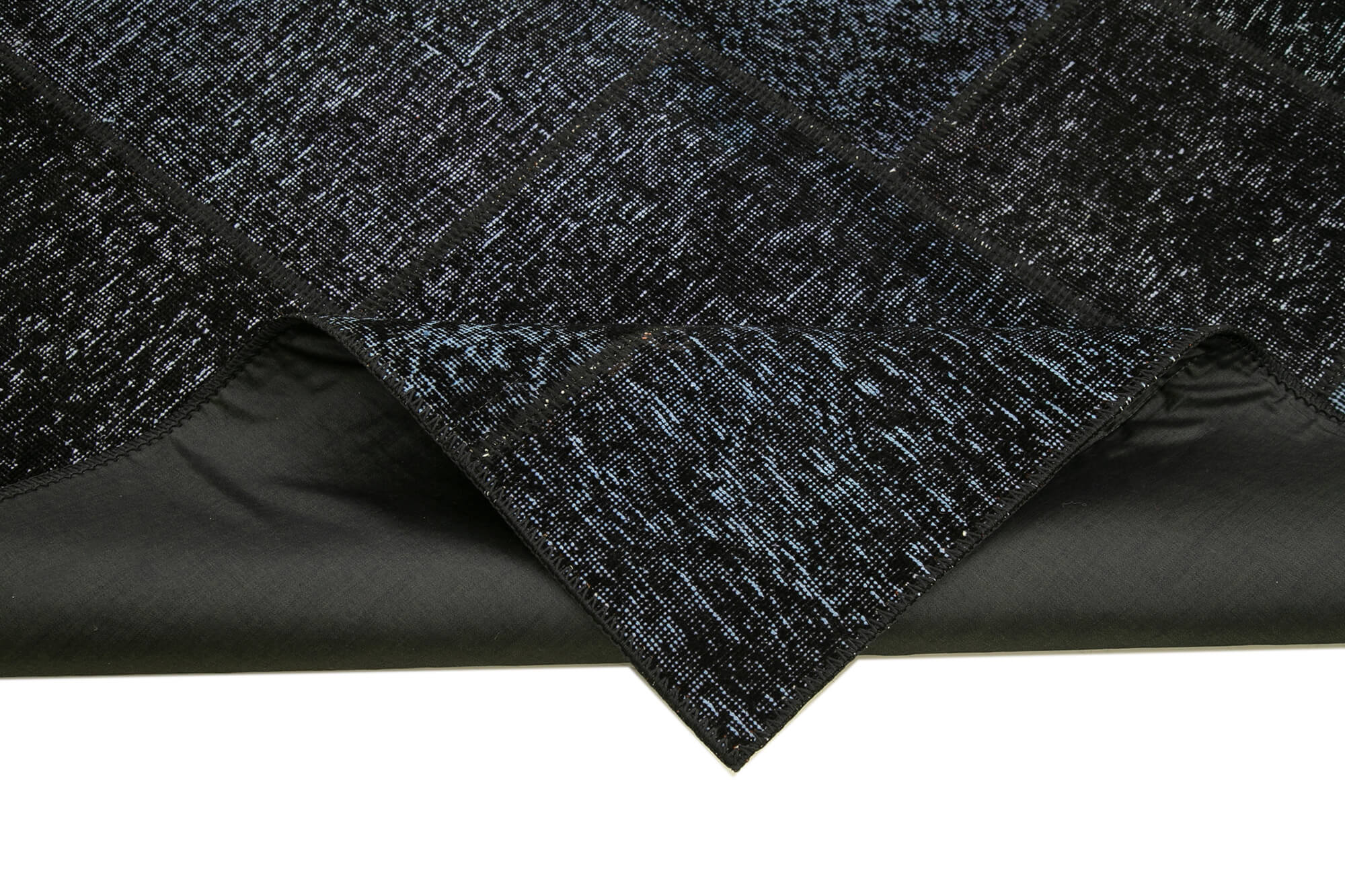 Handmade Area Rug - Black Patchwork Turkish Cotton Wool Carpet 5'8''x8'0''