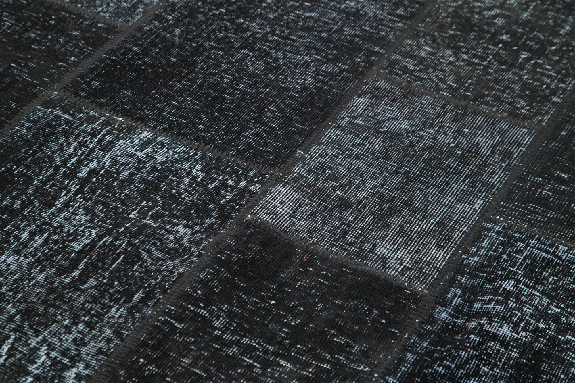 Handmade Area Rug - Black Patchwork Cotton Wool Vintage Turkish Carpet 5'8" x 8'0"