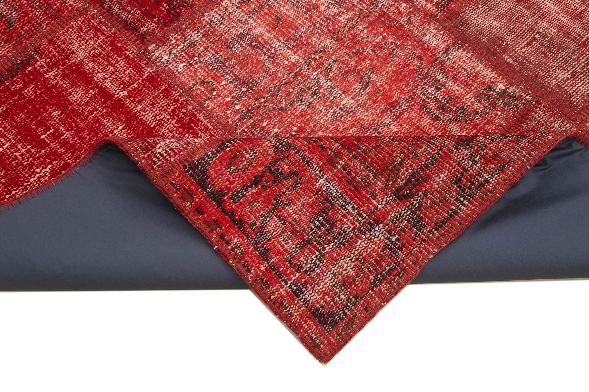Handmade Patchwork Rug - Kirk Yama Red Cotton Wool Vintage Area Rug 5'10''x8'2''