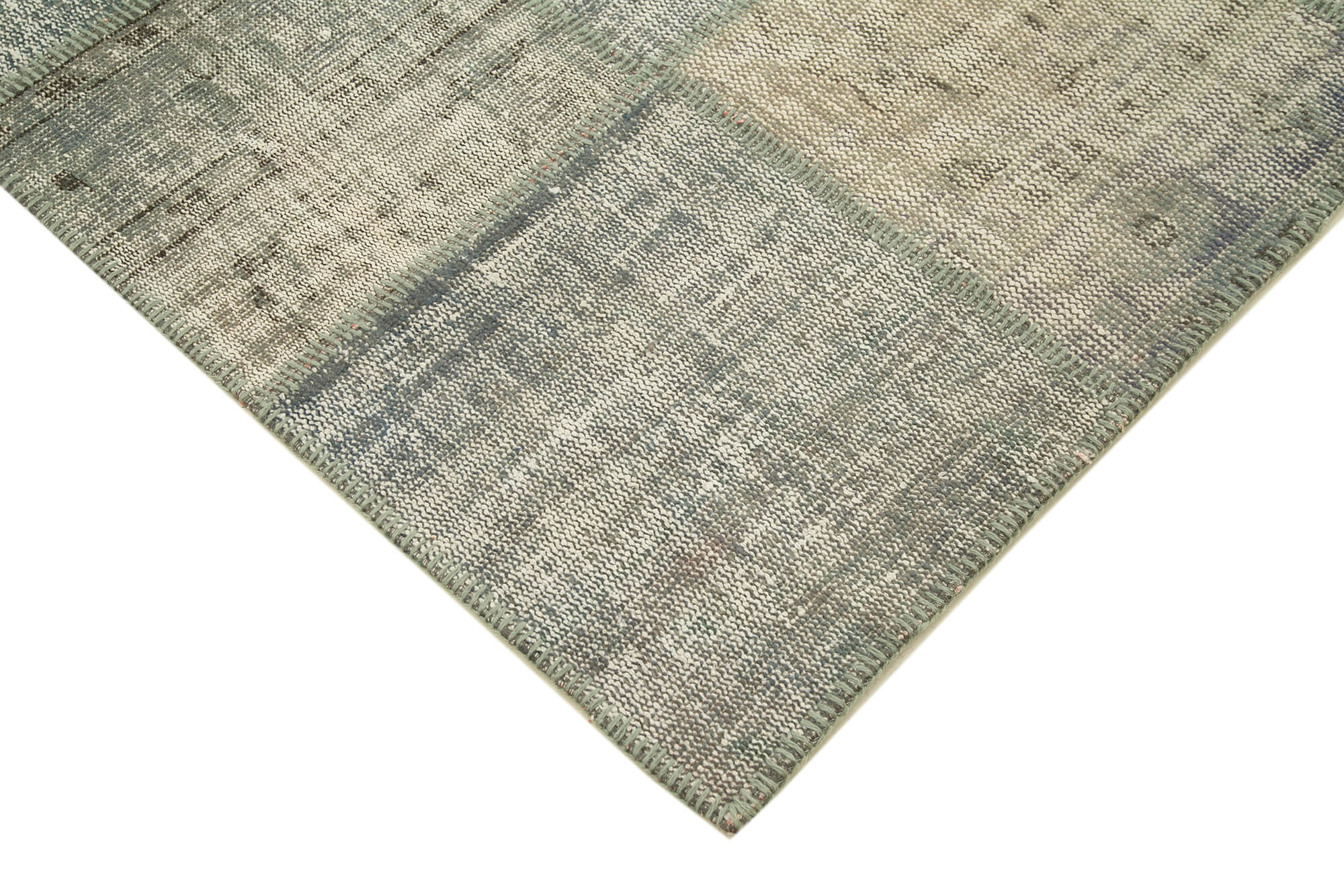 Handmade Patchwork Rug - Kirk Yama Grey Cotton Wool Vintage Area Rug 5'9''x8'0''