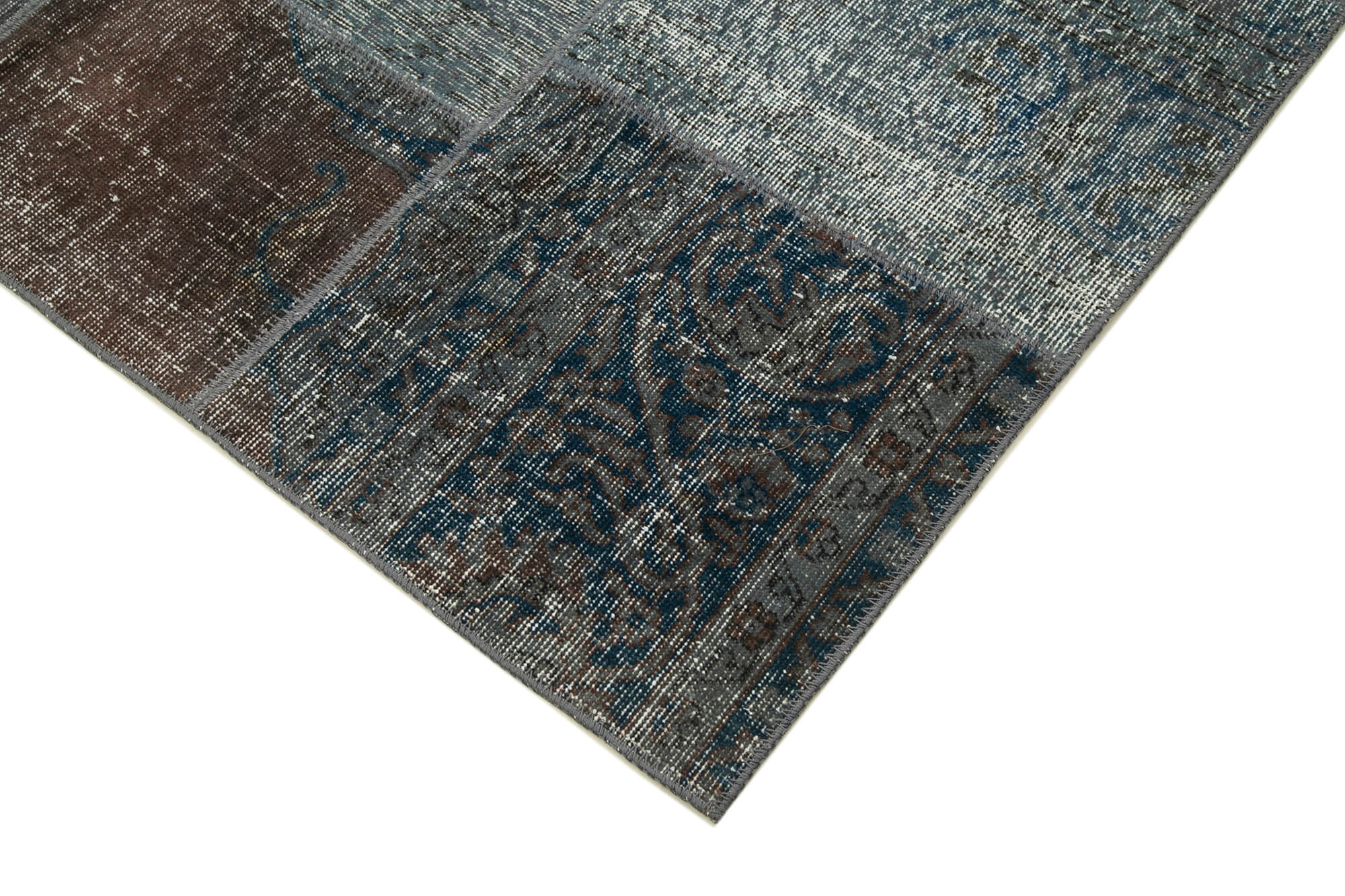 Handmade Patchwork Rug - Kirk Yama Grey Cotton Wool 5'8''x7'10'' Area Rug
