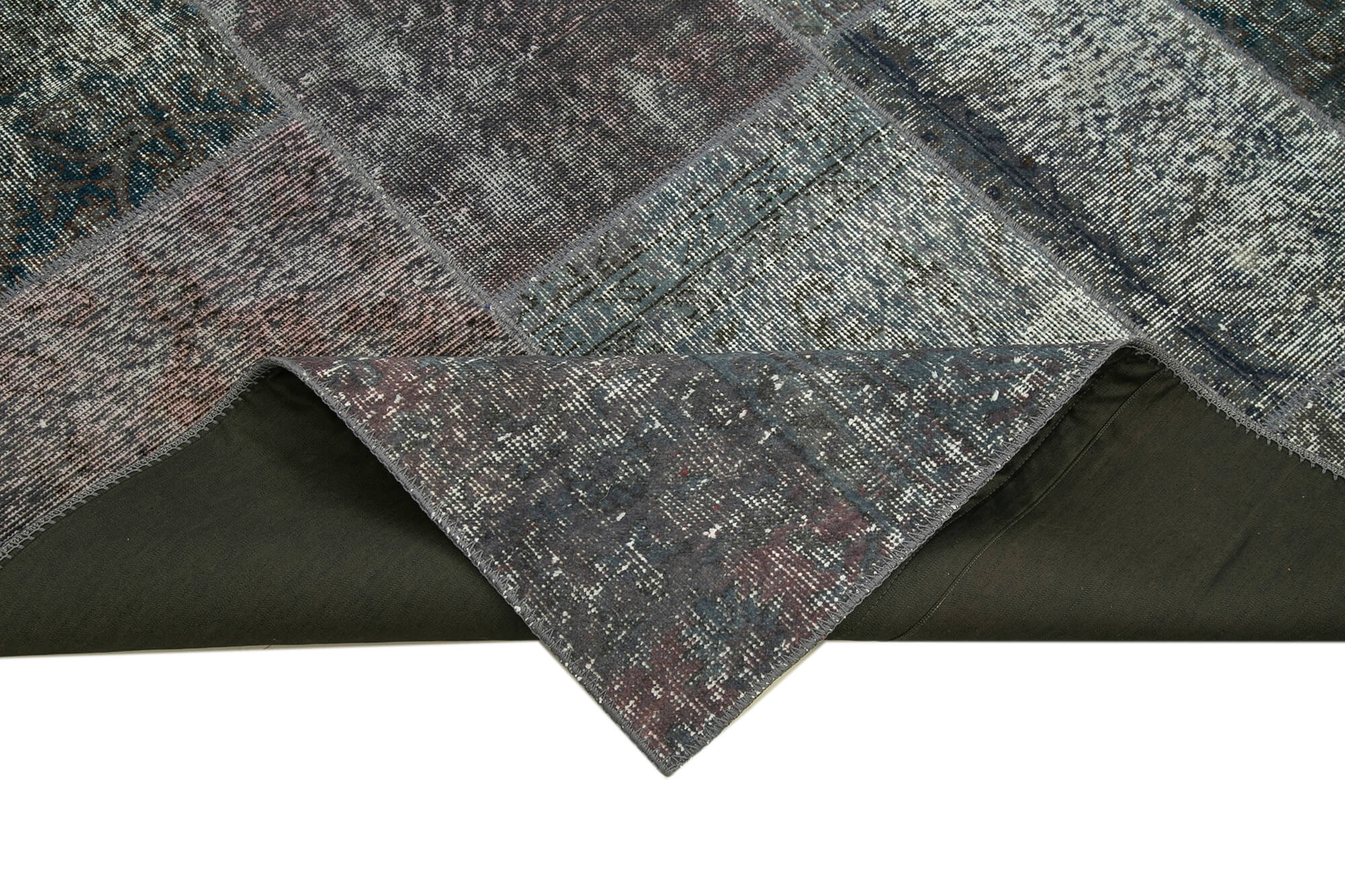 Handmade Patchwork Rug - Kirk Yama Grey Cotton Wool 5'8''x7'10'' Area Rug