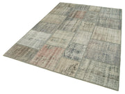 Handmade Wool Area Rug – Kirk Yama Grey Patchwork Cotton Wool Carpet 5'9''x8'0''