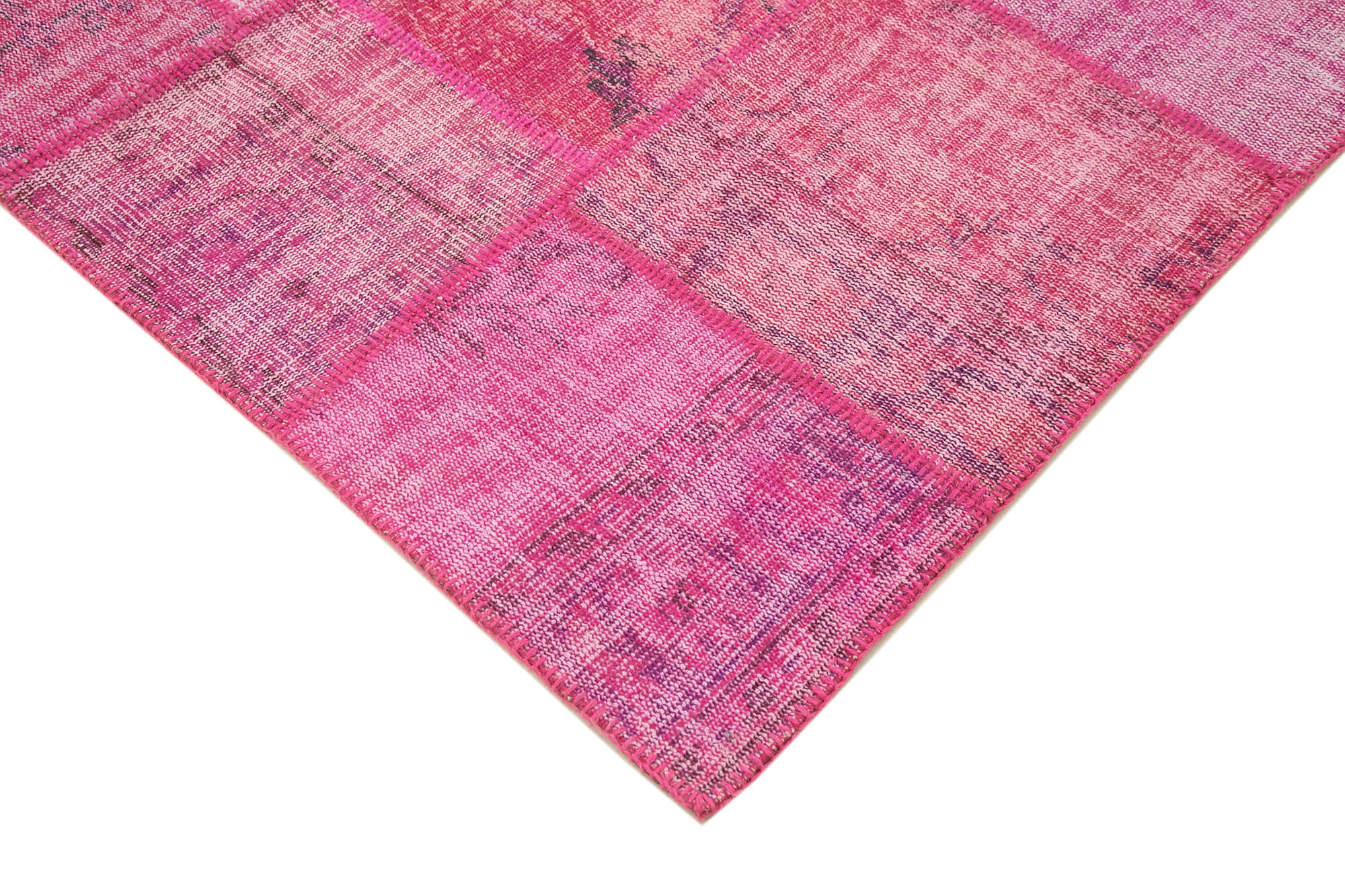 Handmade Patchwork Rug – Pink Patchwork Carpet Cotton Wool Rug 5'9''x7'11''