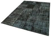 Handmade Patchwork Rug - Kirk Yama Black Cotton Wool Area Carpet 5'8''x7'11''
