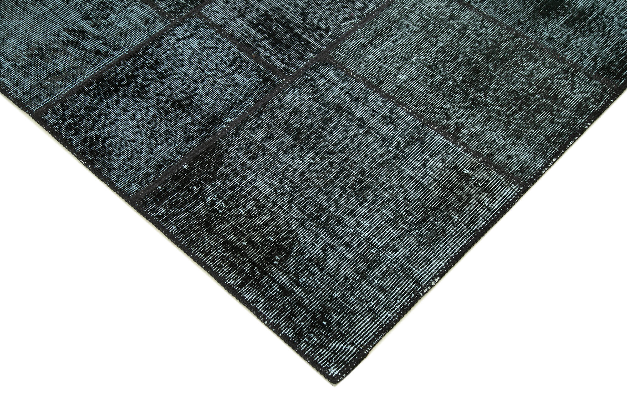 Handmade Patchwork Rug - Kirk Yama Black Cotton Wool Area Carpet 5'8''x7'11''