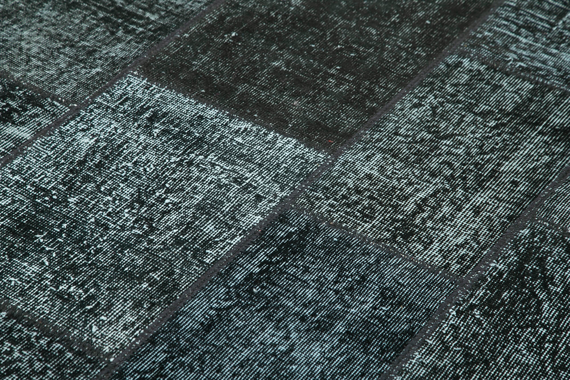 Handmade Patchwork Rug - Kirk Yama Black Cotton Wool Area Carpet 5'8''x7'11''