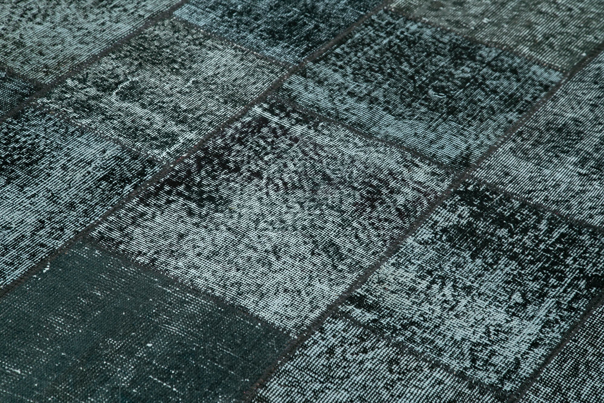 Handmade Patchwork Rug - Kirk Yama Black Cotton Wool 5'9" x 7'11" Area Rug