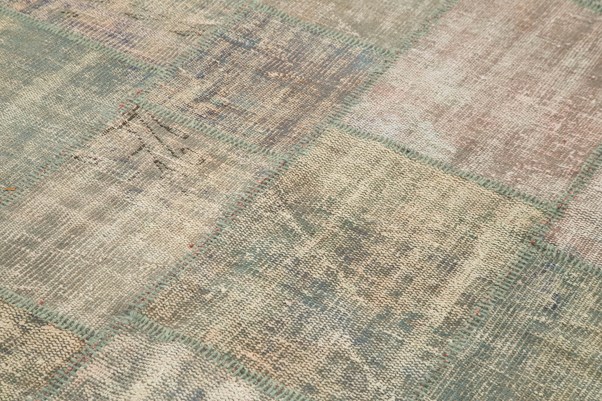 Handmade Area Rug - Kirk Yama Grey Patchwork Cotton Wool Carpet 5'9"x8'0"