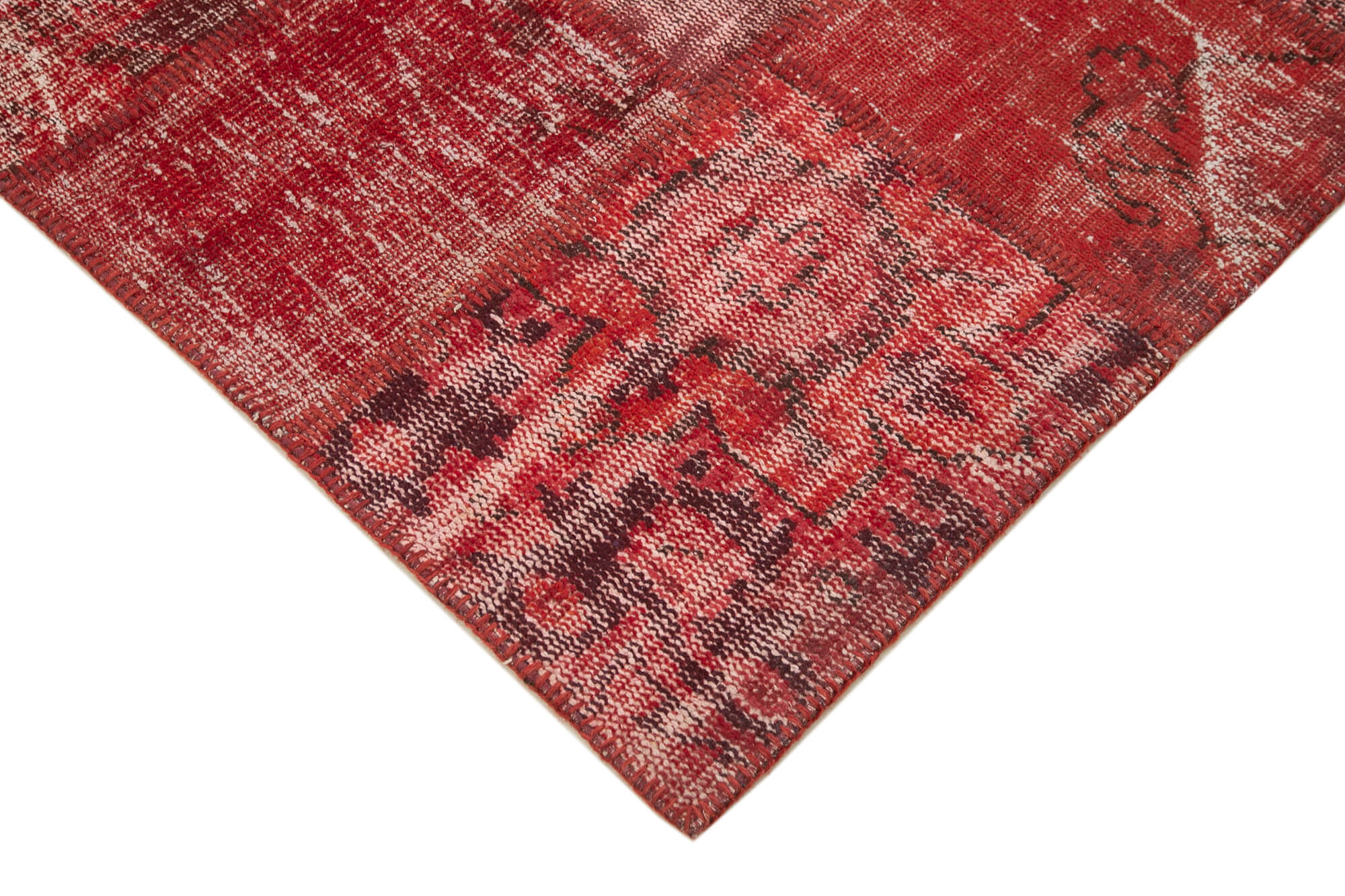 Handmade Patchwork Rug – Red Patchwork Carpet With Soft Wool Texture & Durable Cotton Weave 5'11''x8'0''