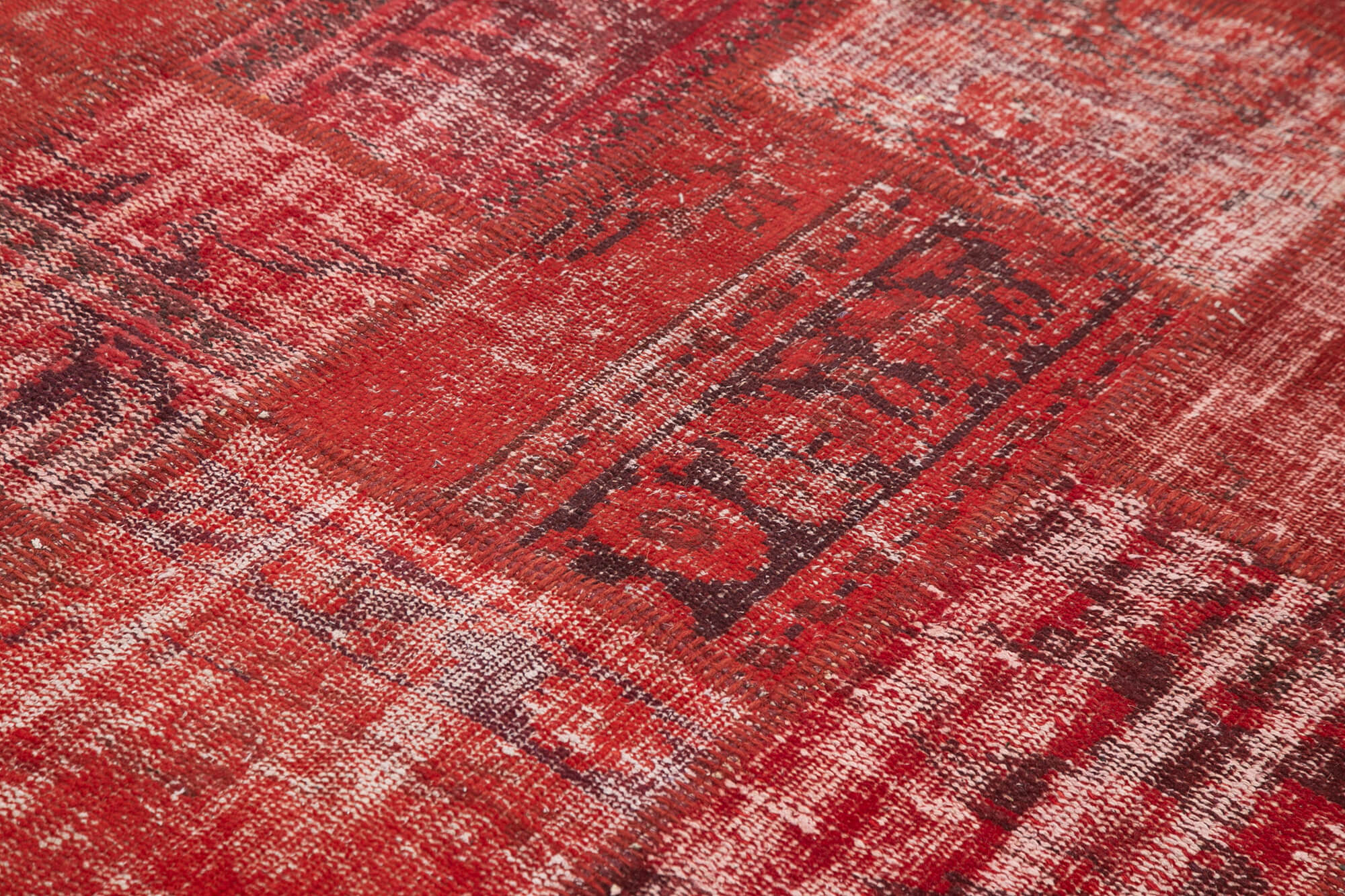 Handmade Patchwork Rug – Red Patchwork Carpet With Soft Wool Texture & Durable Cotton Weave 5'11''x8'0''