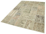 Handmade Patchwork Area Rug – Kirk Yama Beige Cotton Wool Carpet 5'8''x8'0''