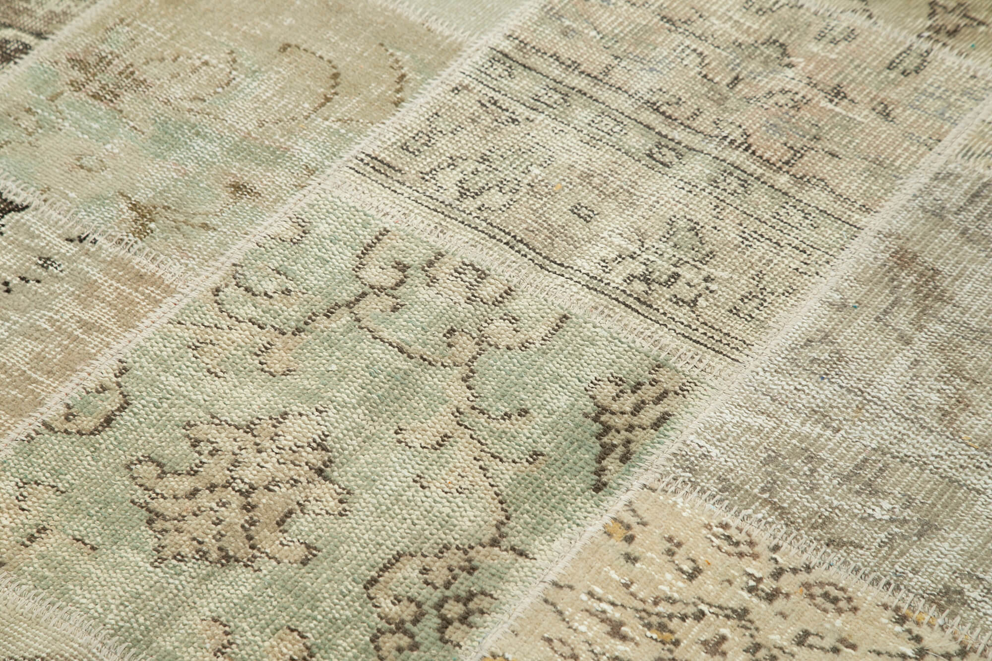 Handmade Patchwork Area Rug – Kirk Yama Beige Cotton Wool Carpet 5'8''x8'0''