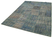 Handmade Patchwork Rug – Blue Patchwork Carpet Cotton Wool Area Rug 5'9''x8'0''