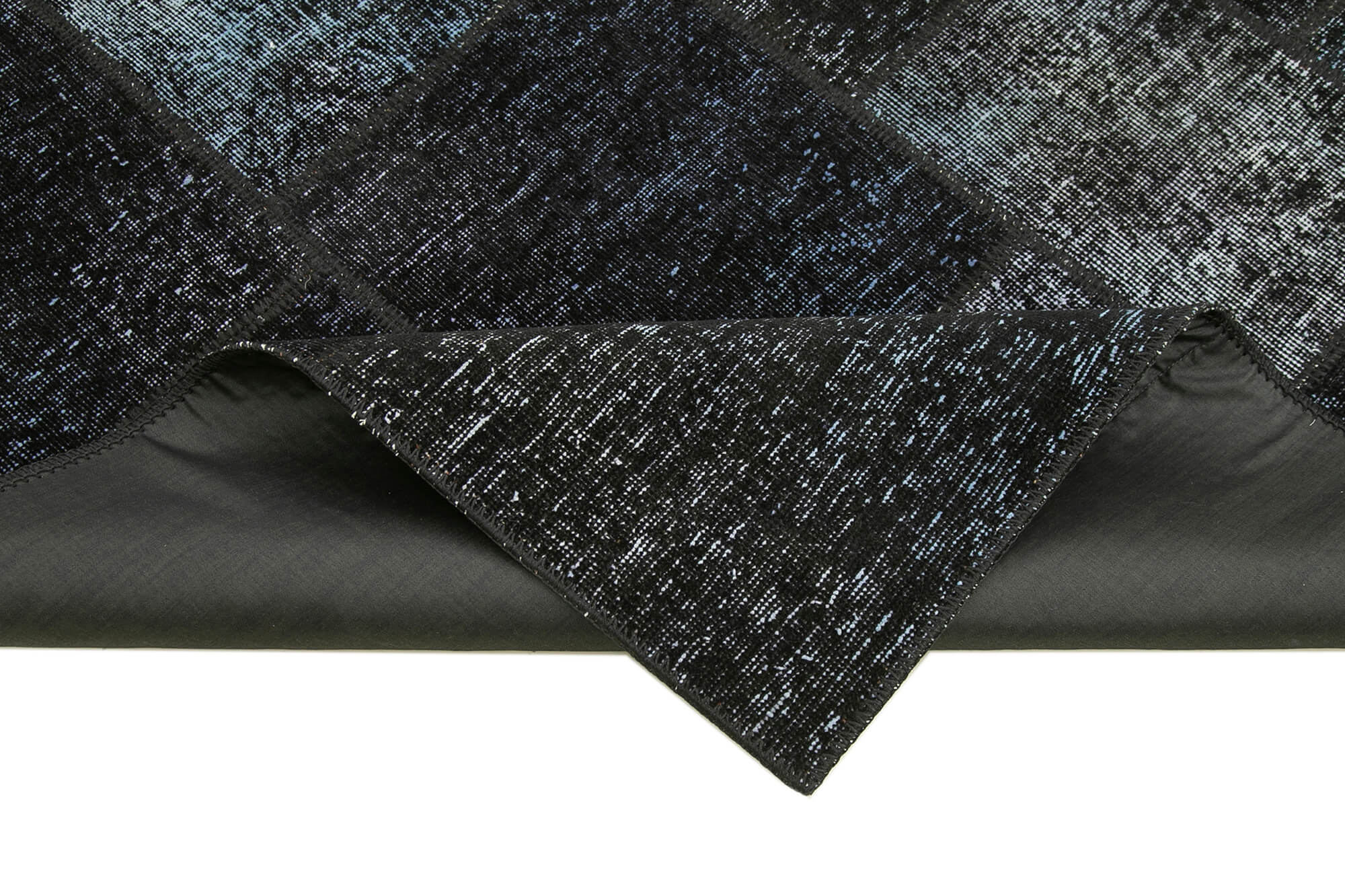 Handmade Area Rug – Black Patchwork Cotton Wool Vintage Turkish Carpet 5'8''x7'11''